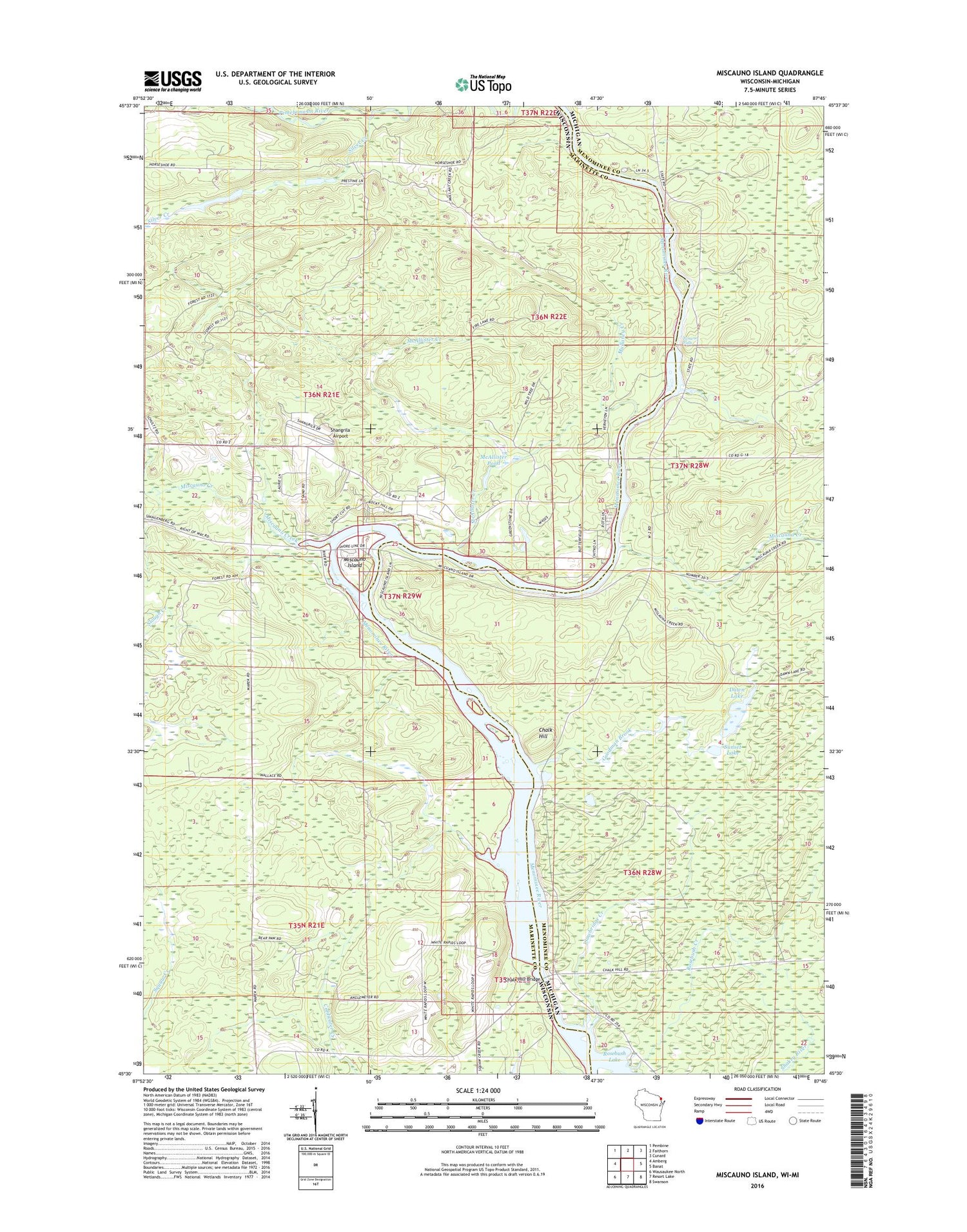 Miscauno Island Wisconsin US Topo Map Image