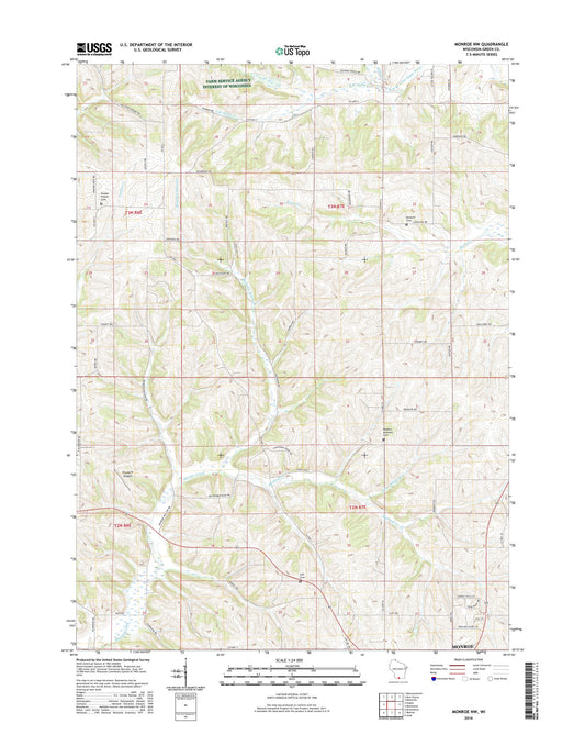 Monroe NW Wisconsin US Topo Map Image