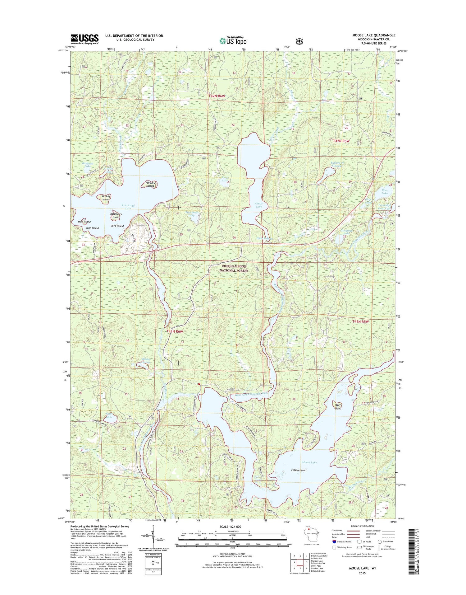 Moose Lake Wisconsin US Topo Map Image