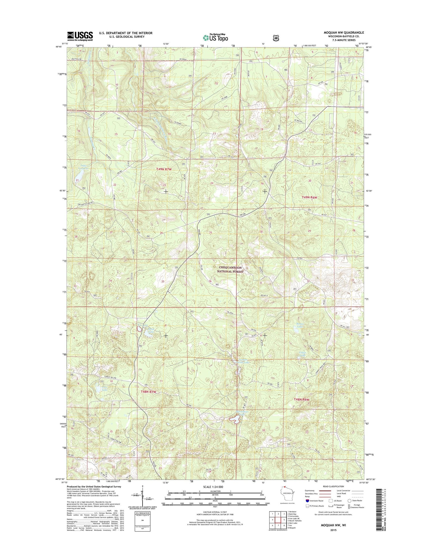 Moquah NW Wisconsin US Topo Map Image