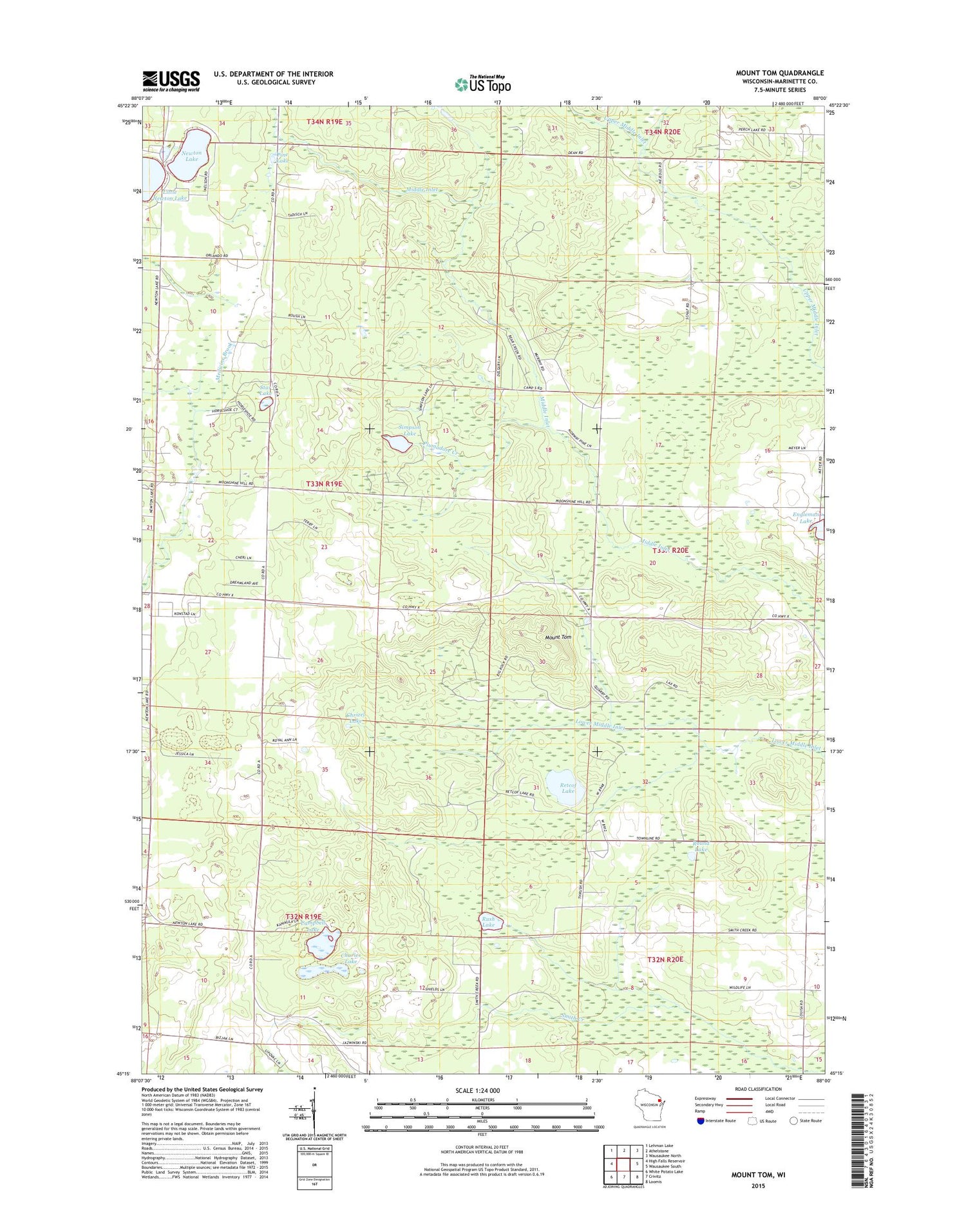 Mount Tom Wisconsin US Topo Map Image
