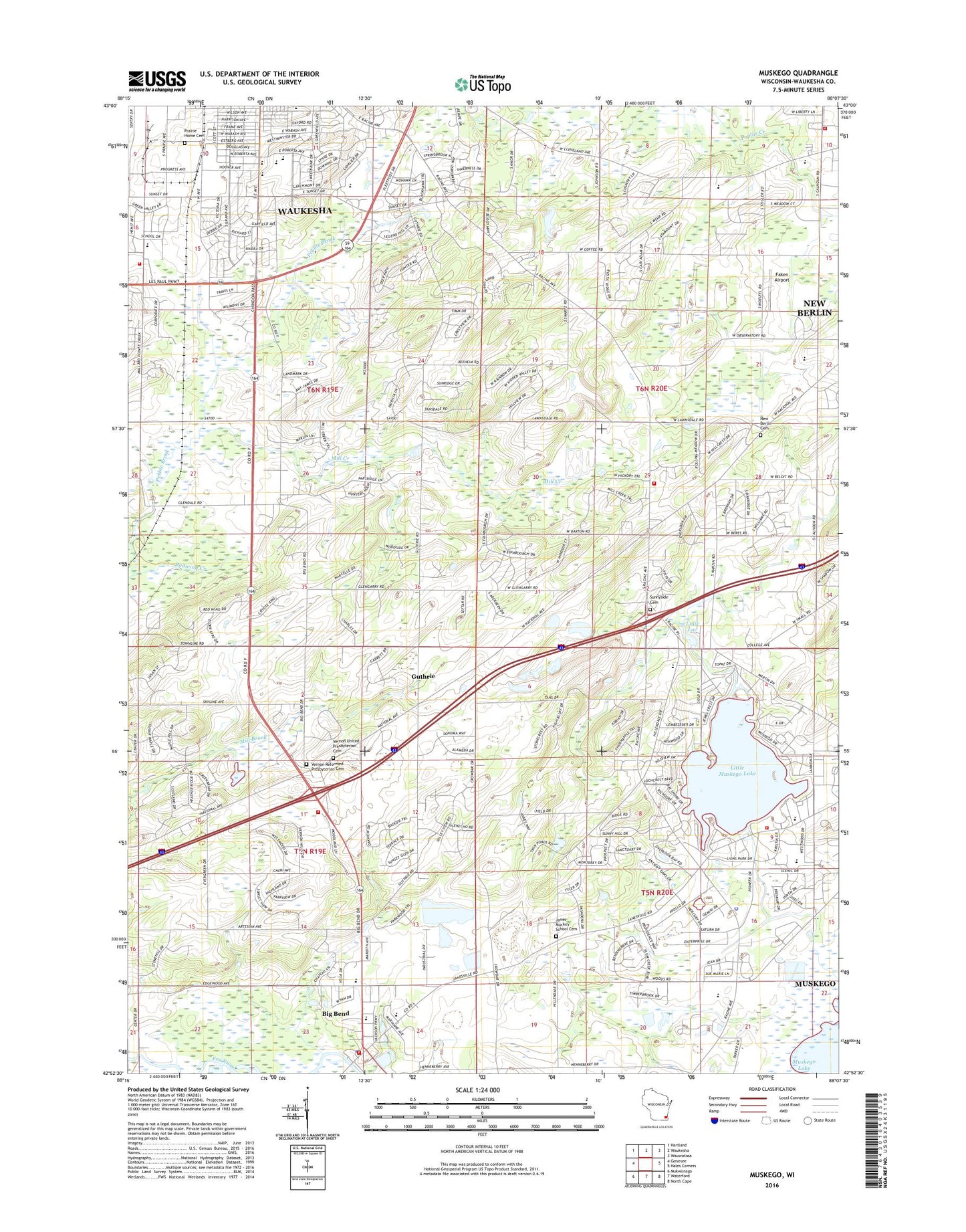 Muskego Wisconsin US Topo Map Image