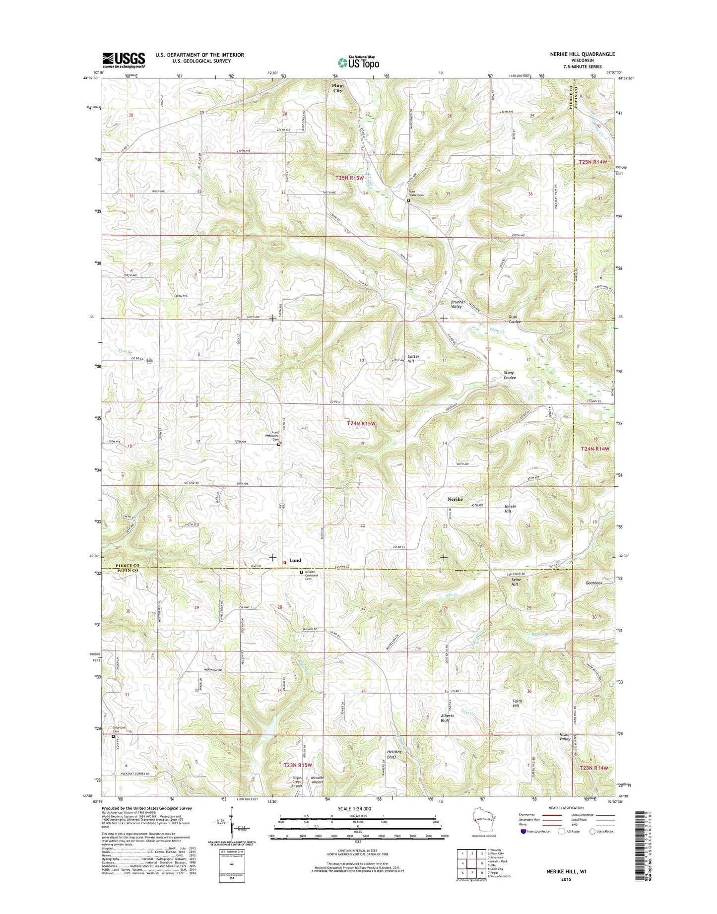 Nerike Hill Wisconsin US Topo Map Image