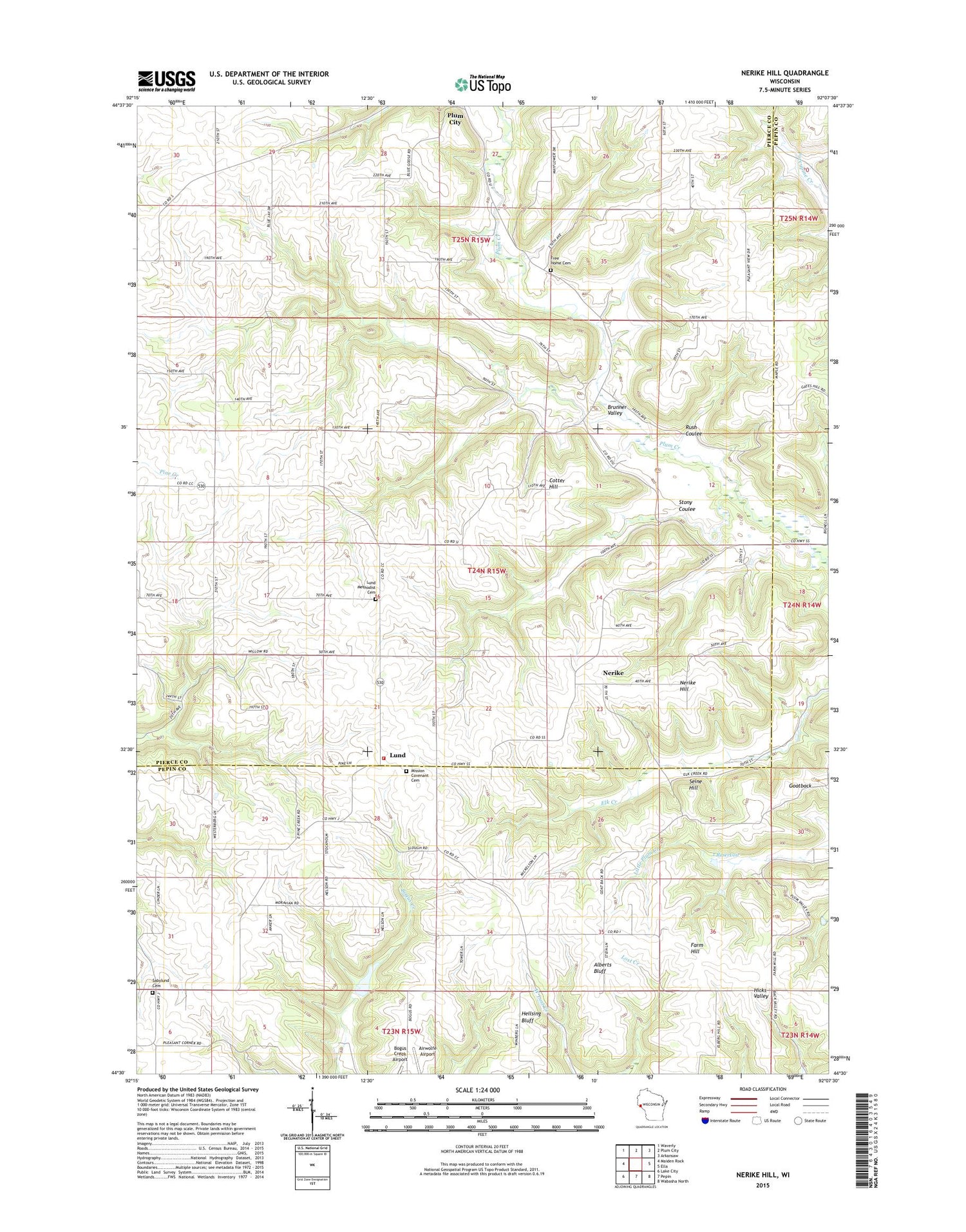 Nerike Hill Wisconsin US Topo Map Image