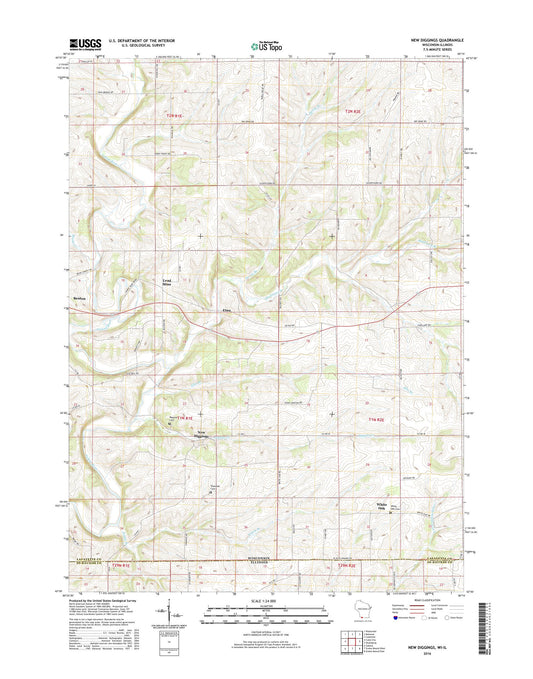 New Diggings Wisconsin US Topo Map Image