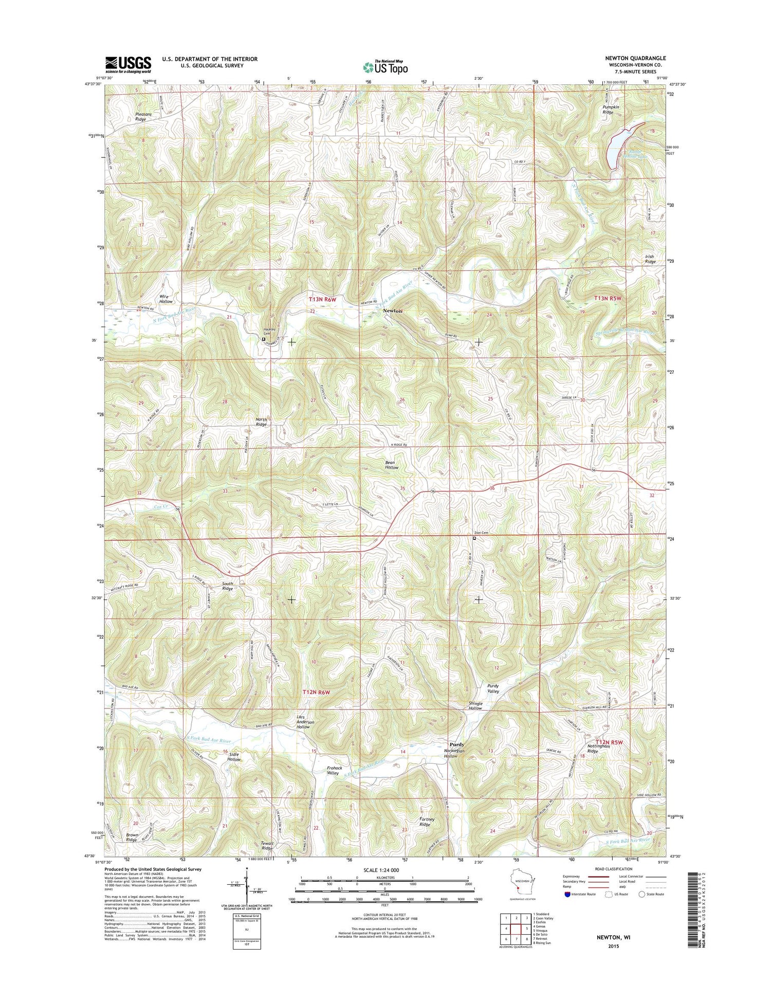 Newton Wisconsin US Topo Map Image