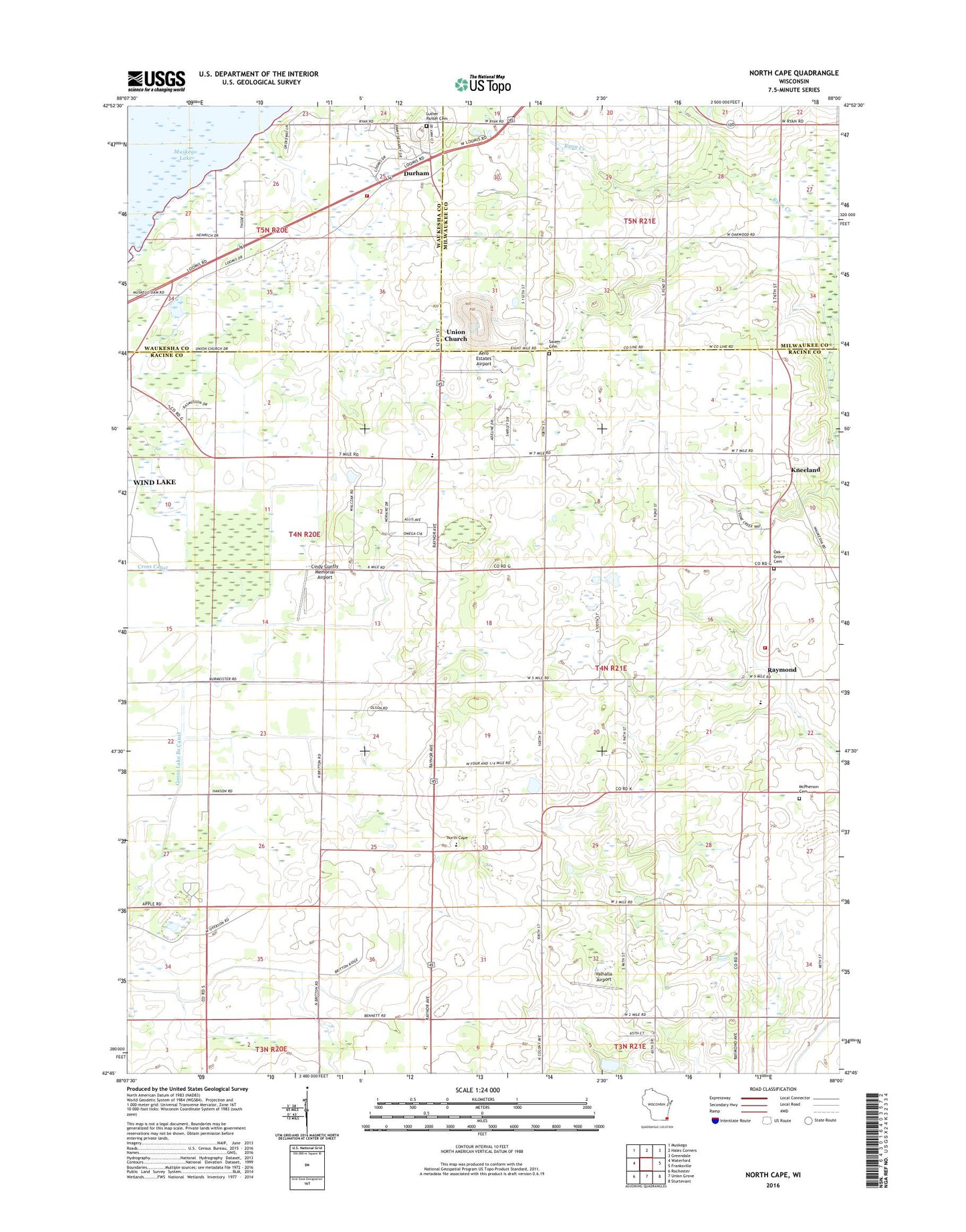 North Cape Wisconsin US Topo Map Image