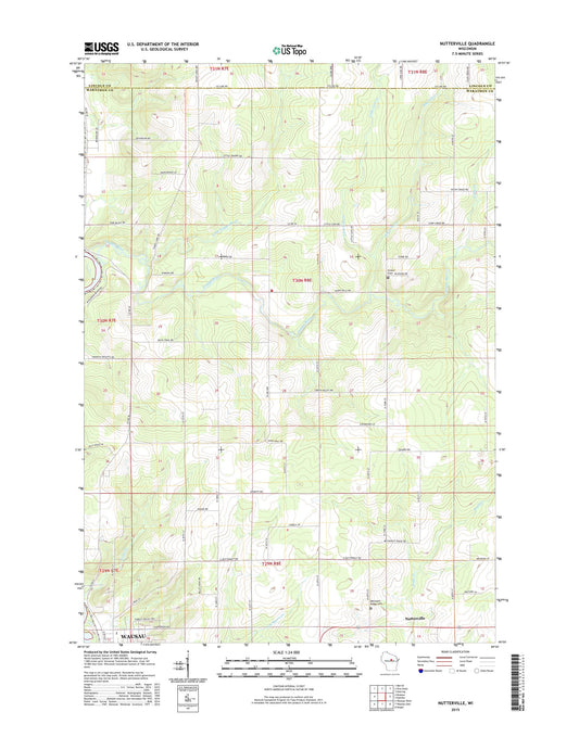 Nutterville Wisconsin US Topo Map Image
