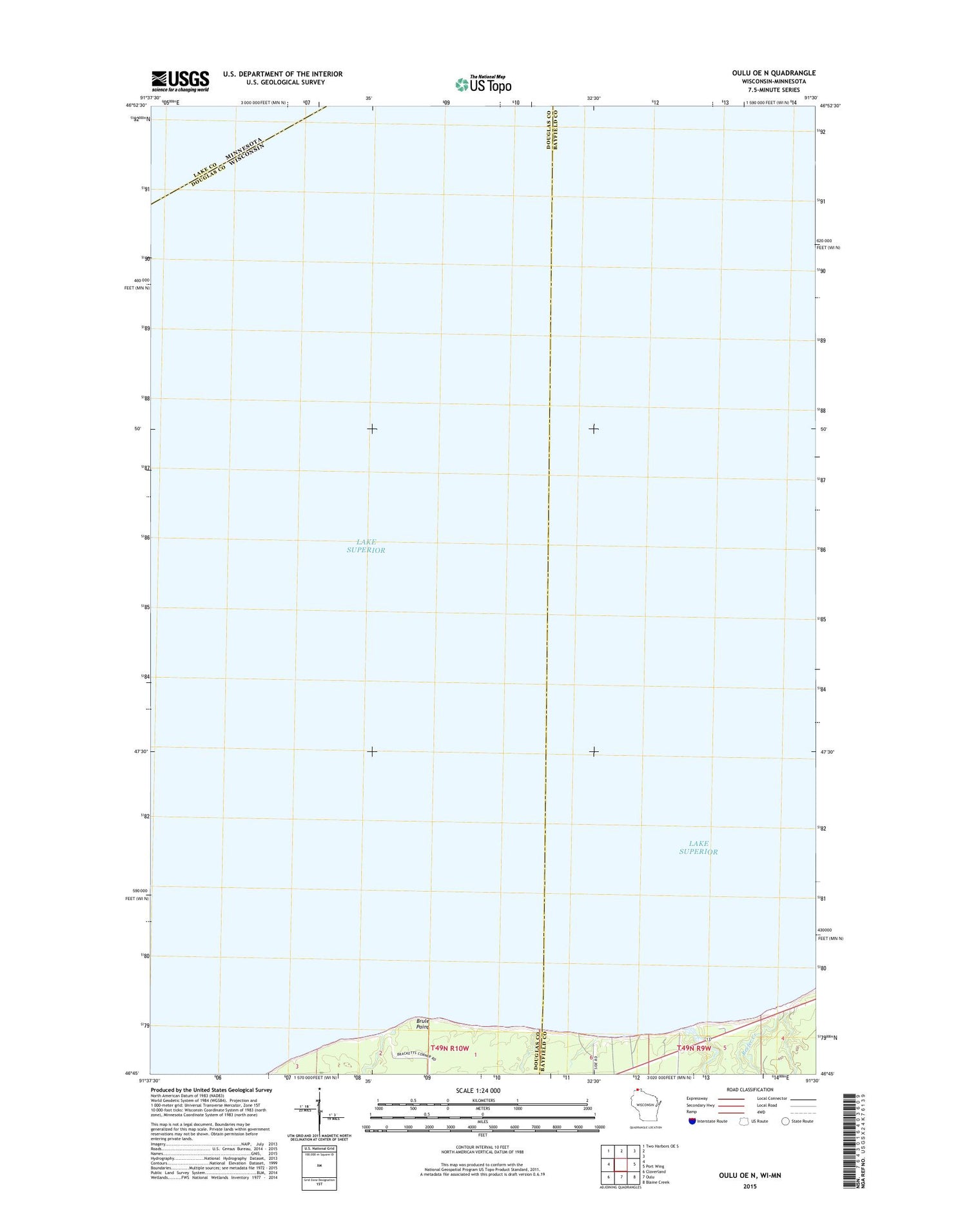 Oulu OE N Wisconsin US Topo Map Image