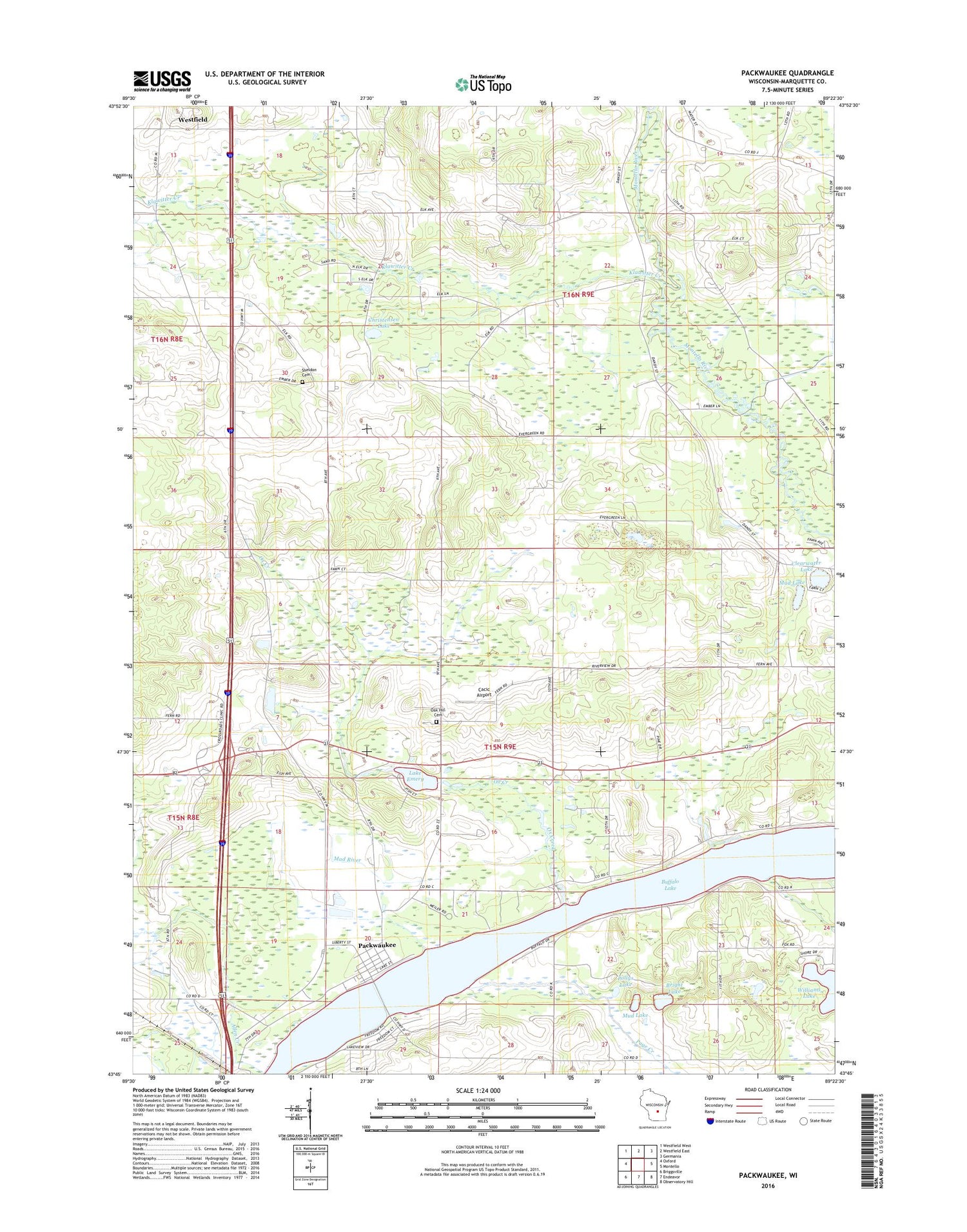 Packwaukee Wisconsin US Topo Map Image