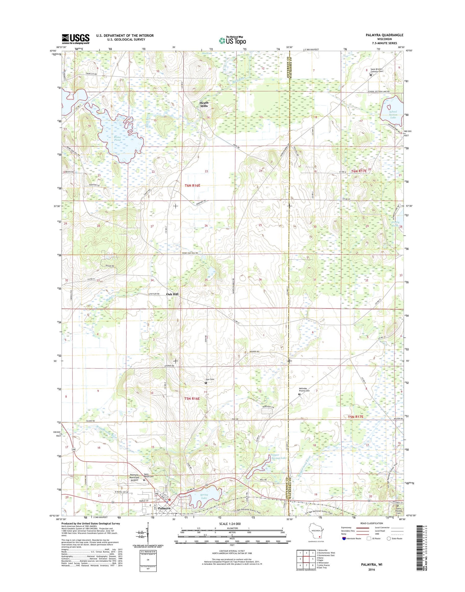 Palmyra Wisconsin US Topo Map Image