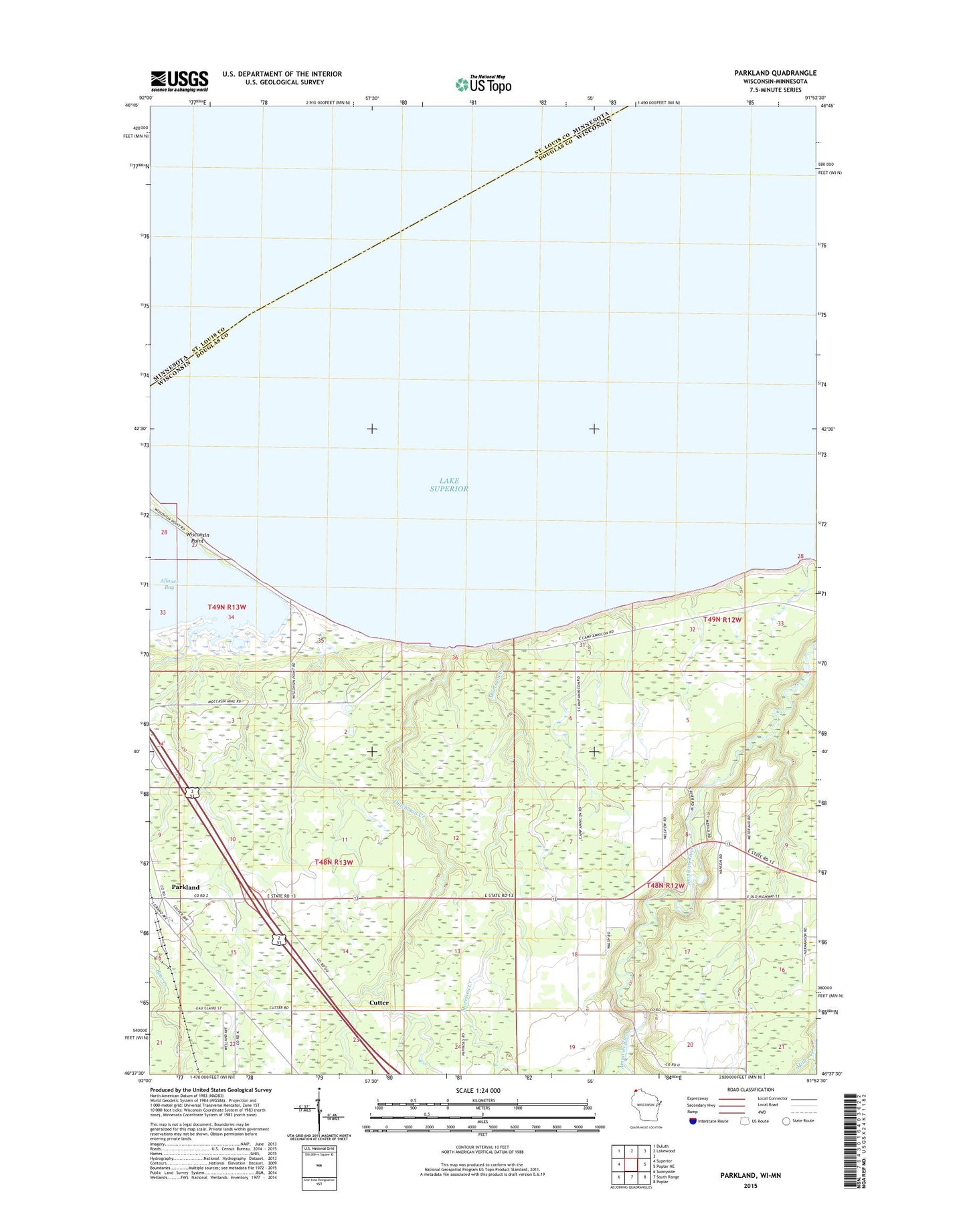 Parkland Wisconsin US Topo Map Image