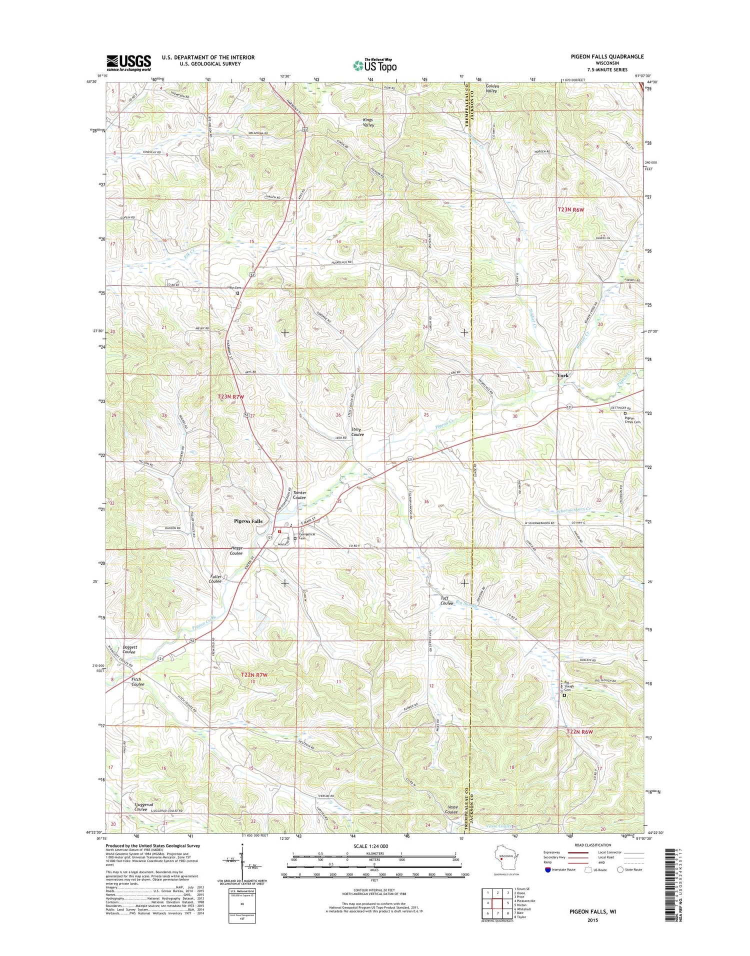Pigeon Falls Wisconsin US Topo Map Image
