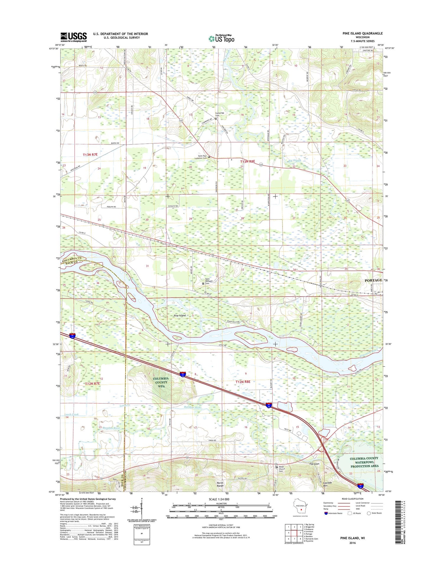 Pine Island Wisconsin US Topo Map Image