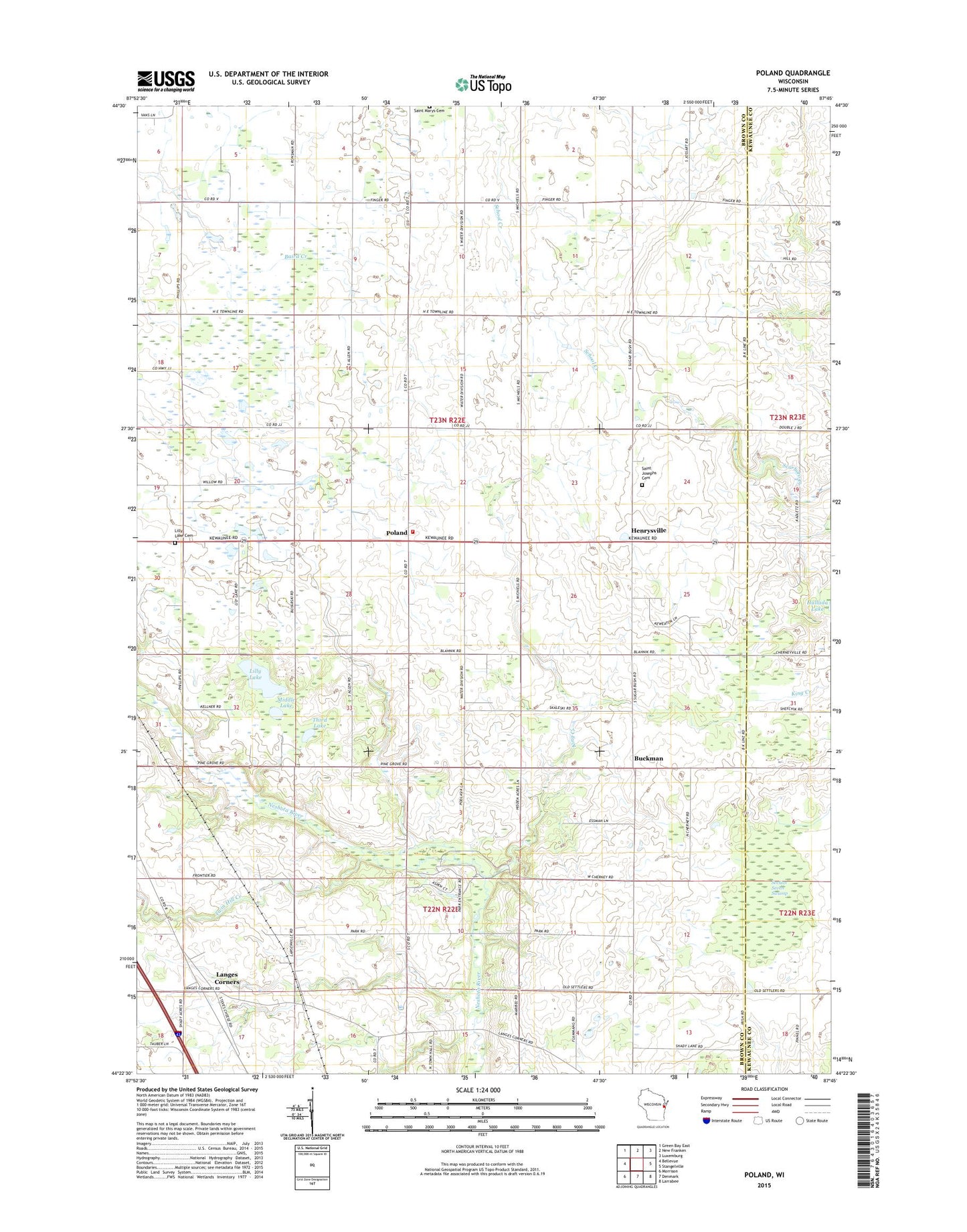 Poland Wisconsin US Topo Map Image