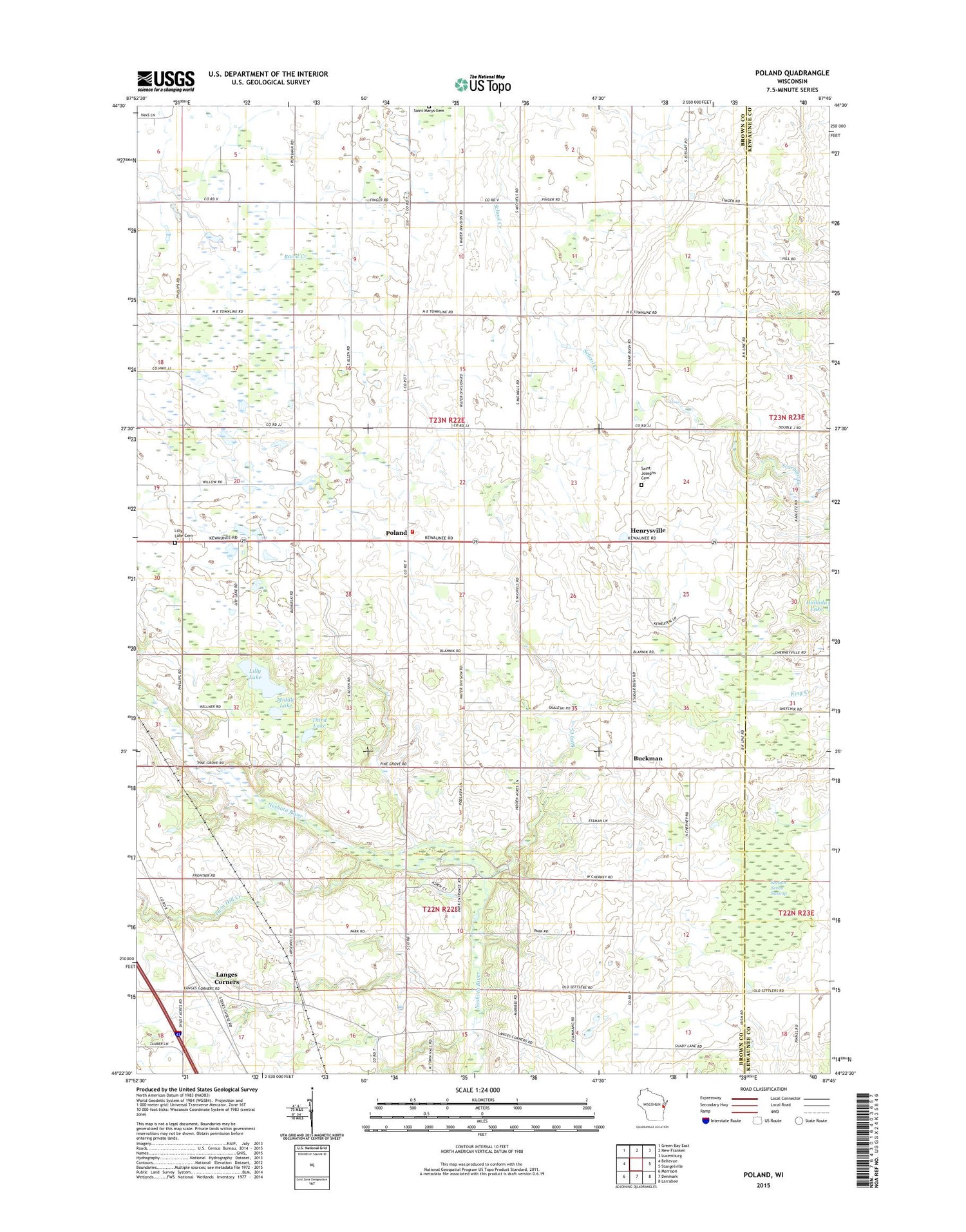 Poland Wisconsin US Topo Map Image