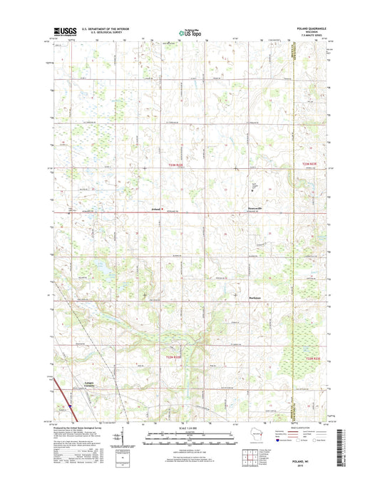 Poland Wisconsin US Topo Map Image