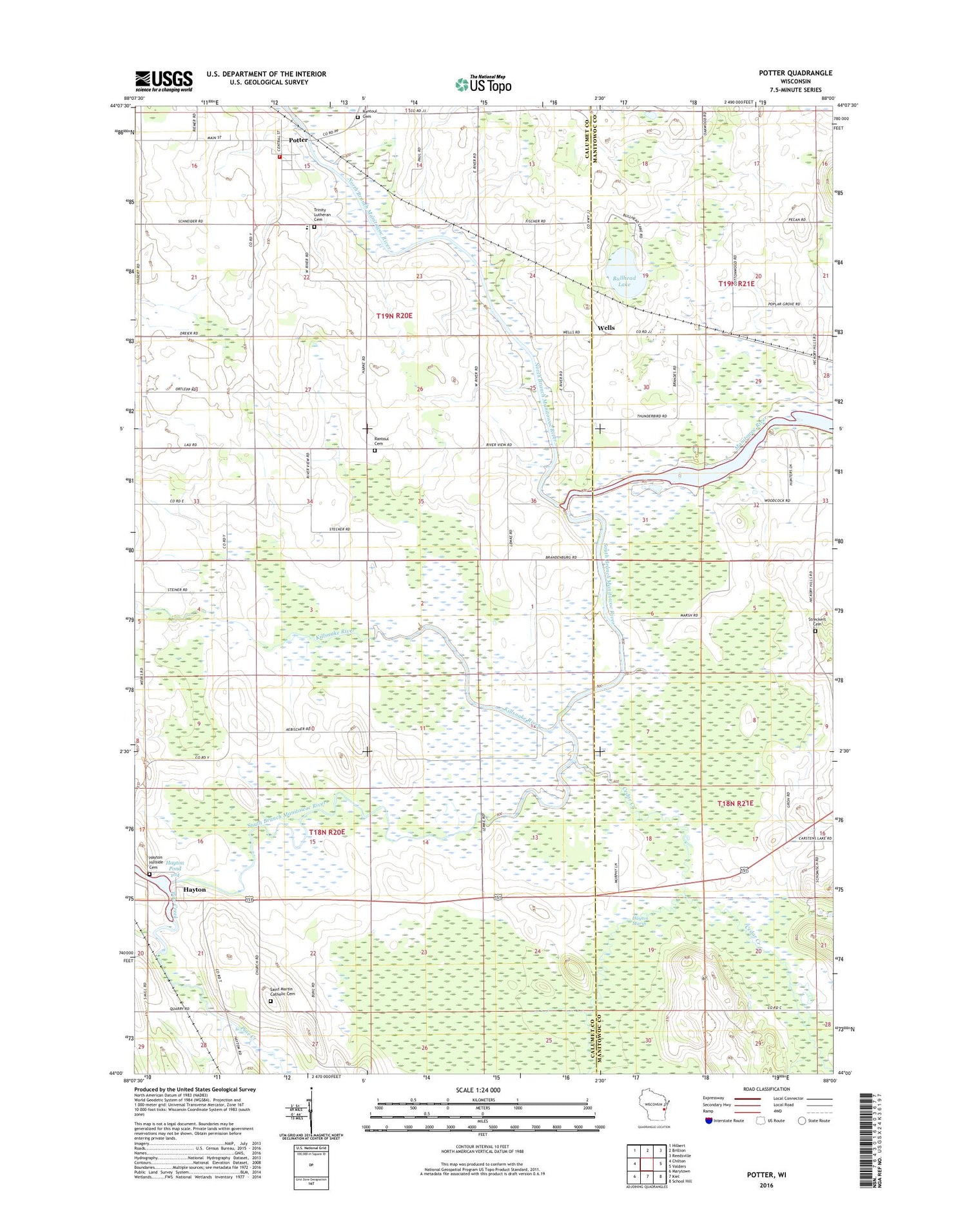 Potter Wisconsin US Topo Map Image