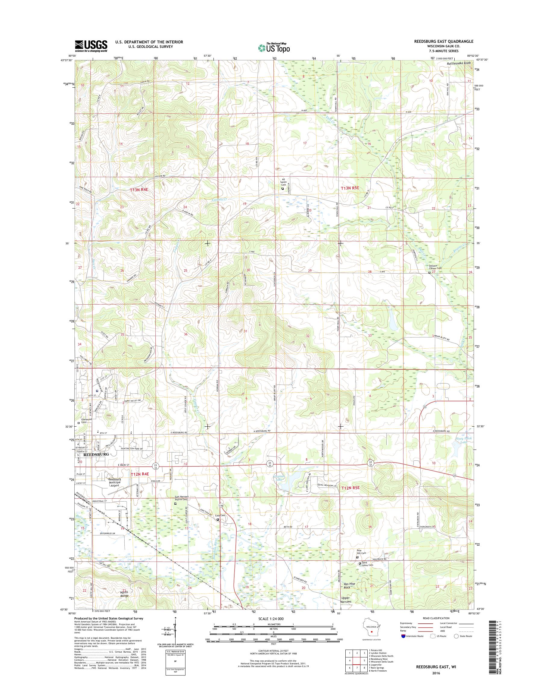 Reedsburg East Wisconsin US Topo Map – MyTopo Map Store