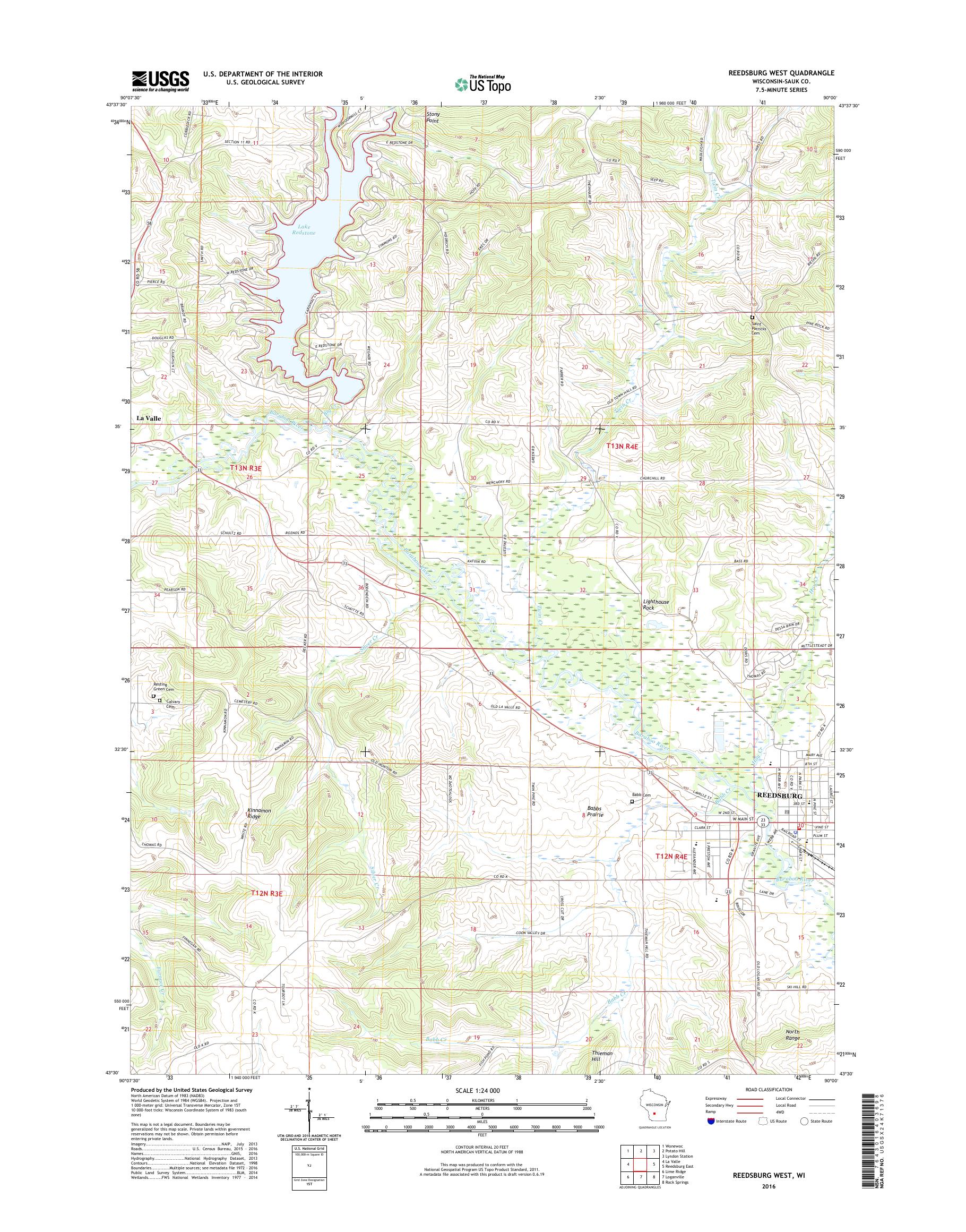 Reedsburg West Wisconsin US Topo Map – MyTopo Map Store