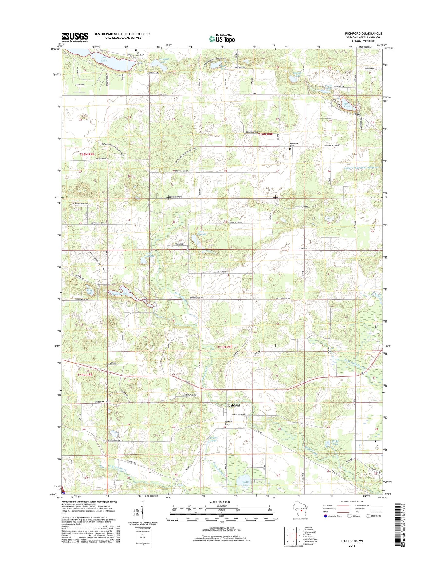 Richford Wisconsin US Topo Map Image