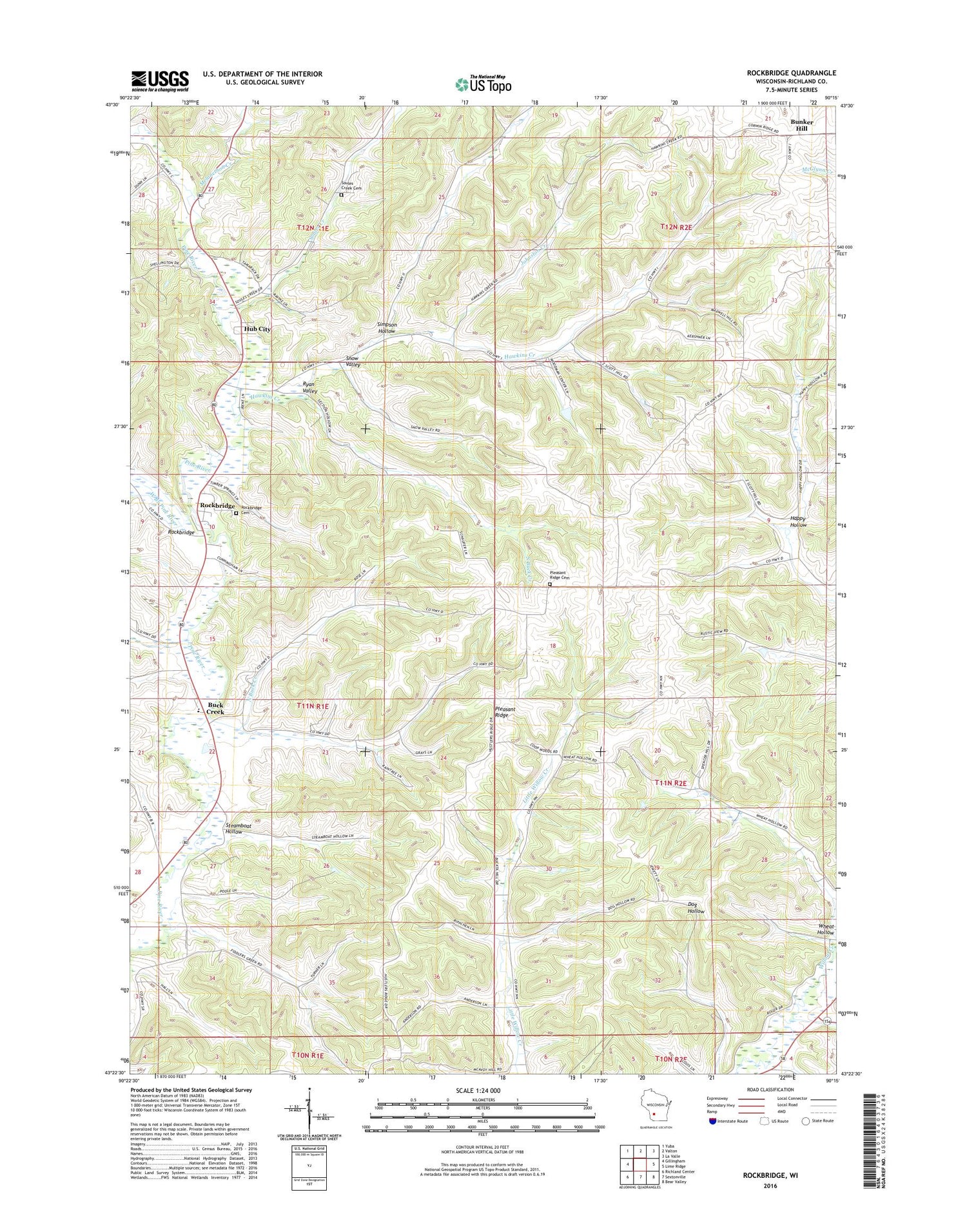Rockbridge Wisconsin US Topo Map Image