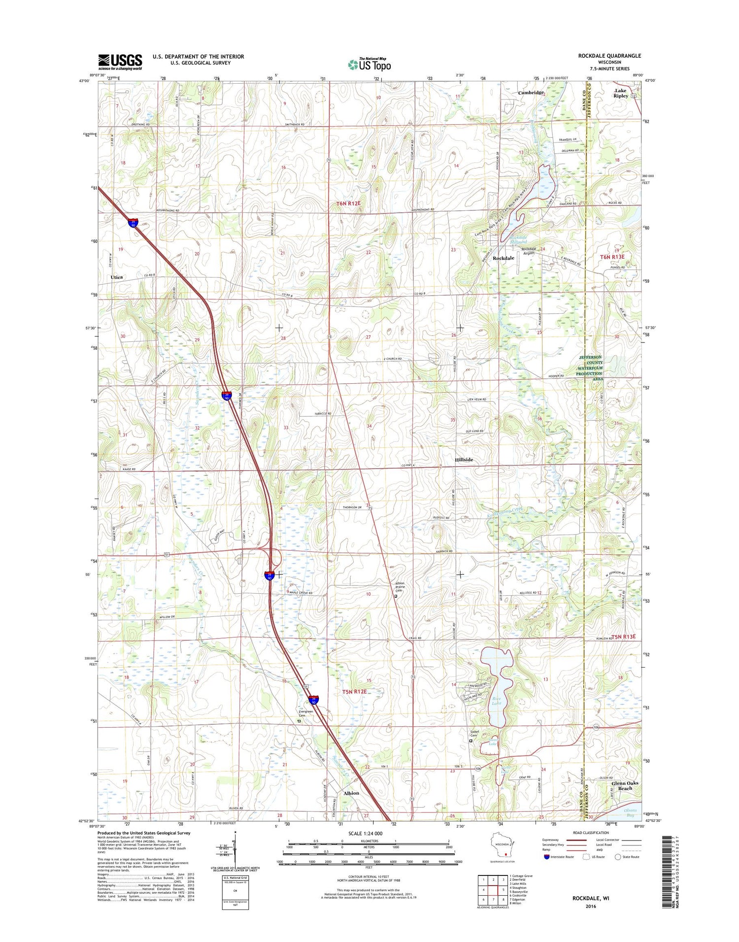 Rockdale Wisconsin US Topo Map Image