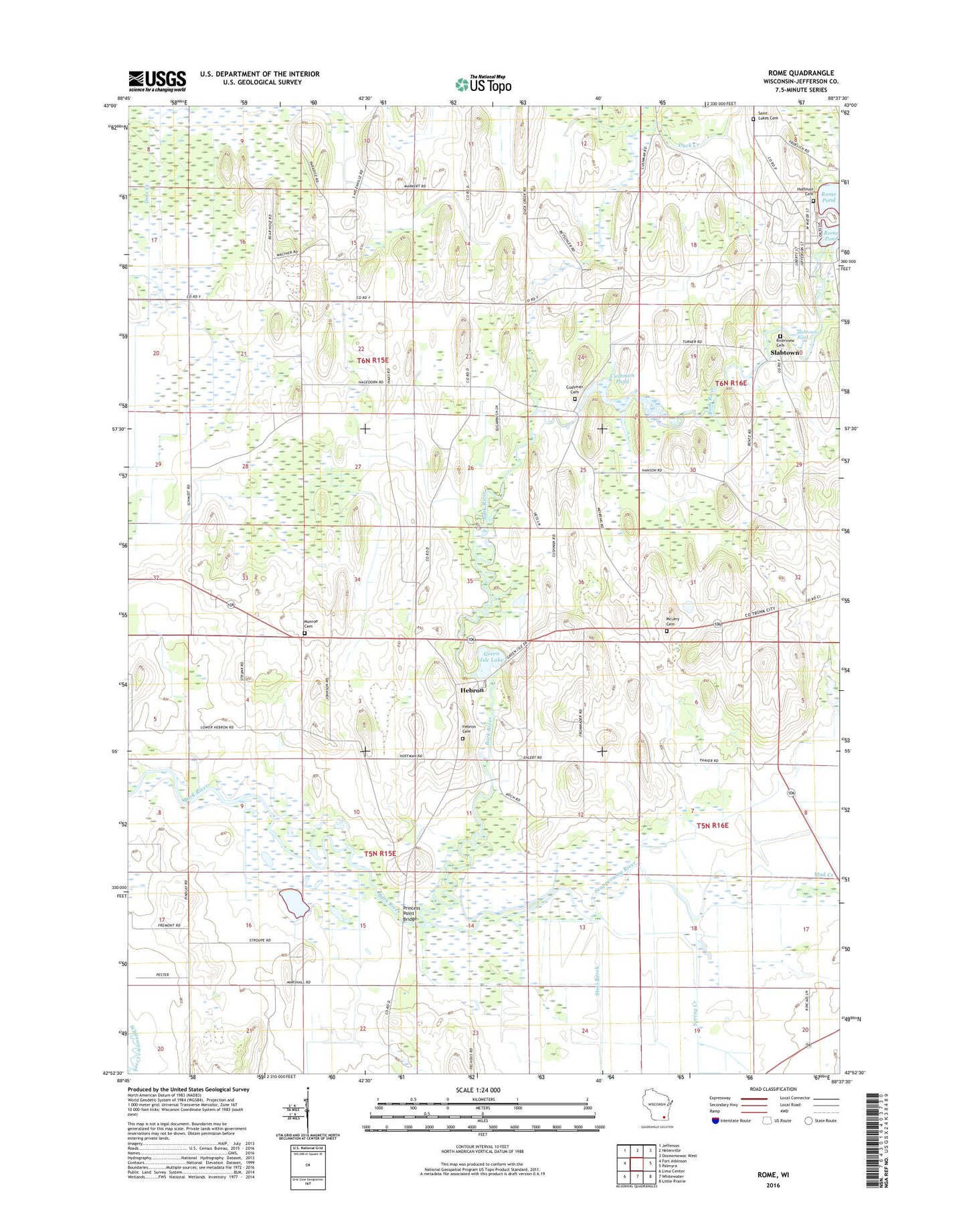 Rome Wisconsin US Topo Map Image