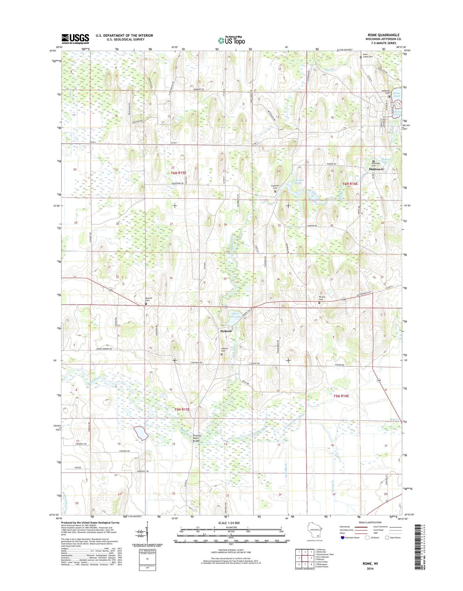 Rome Wisconsin US Topo Map Image