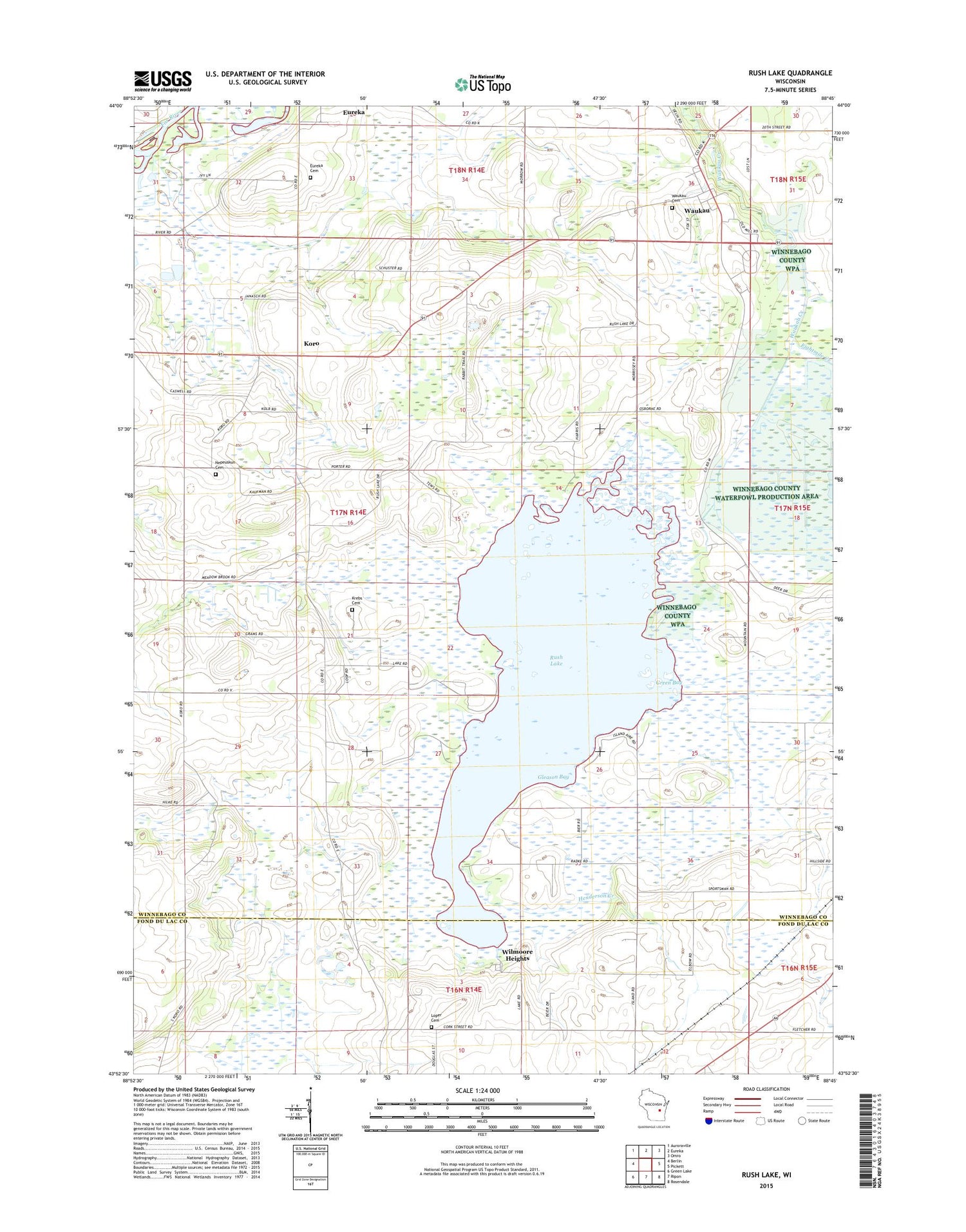 Rush Lake Wisconsin US Topo Map Image