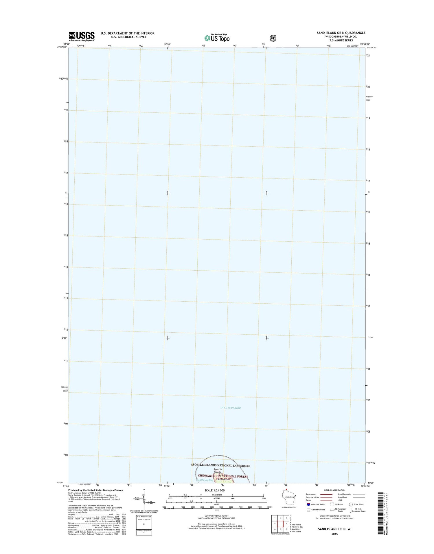Sand Island OE N Wisconsin US Topo Map Image