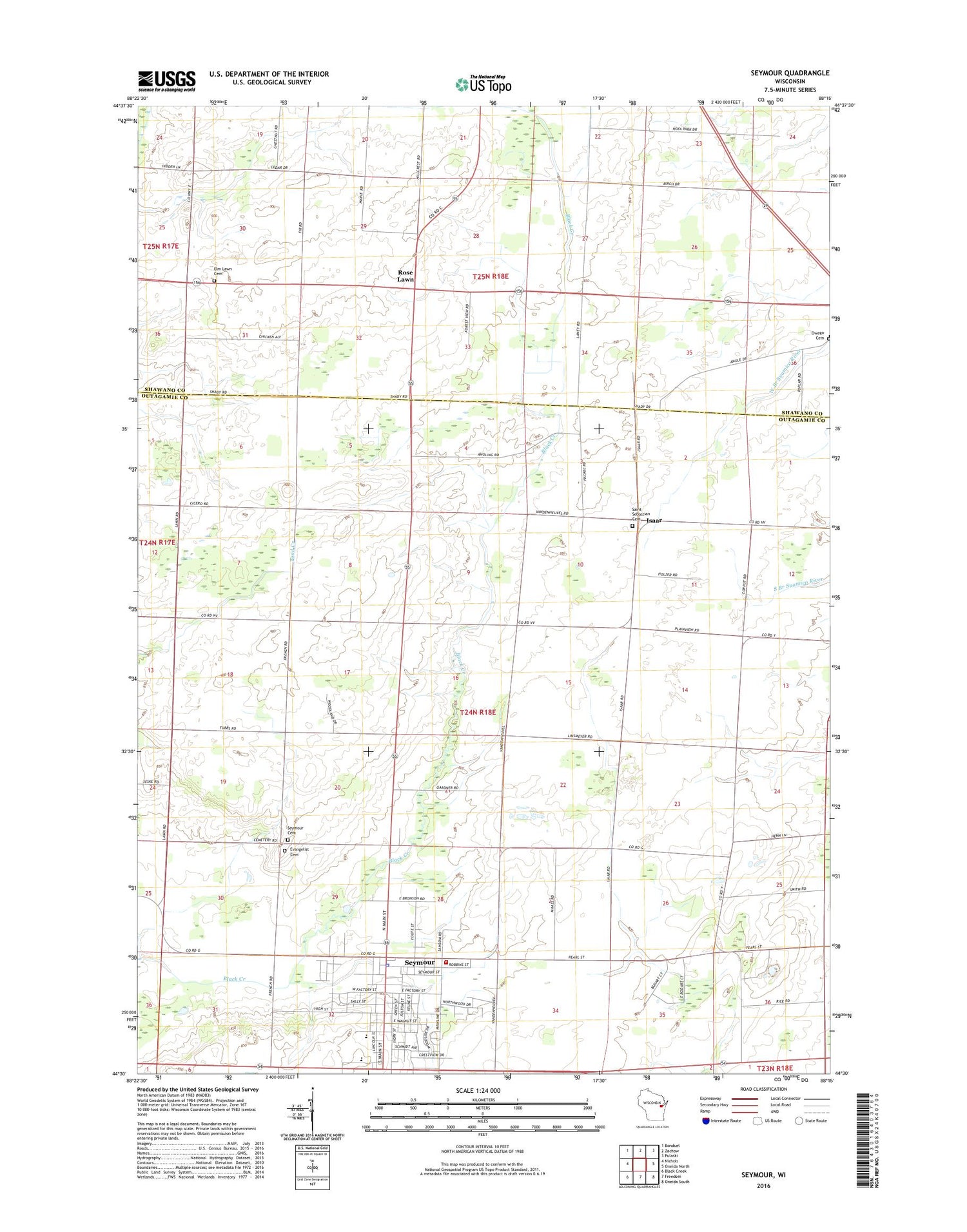 Seymour Wisconsin US Topo Map Image