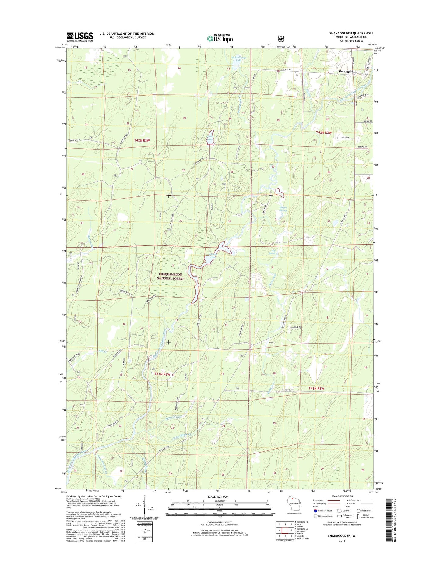 Shanagolden Wisconsin US Topo Map Image