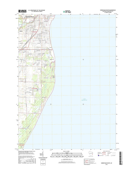 Sheboygan South Wisconsin US Topo Map Image