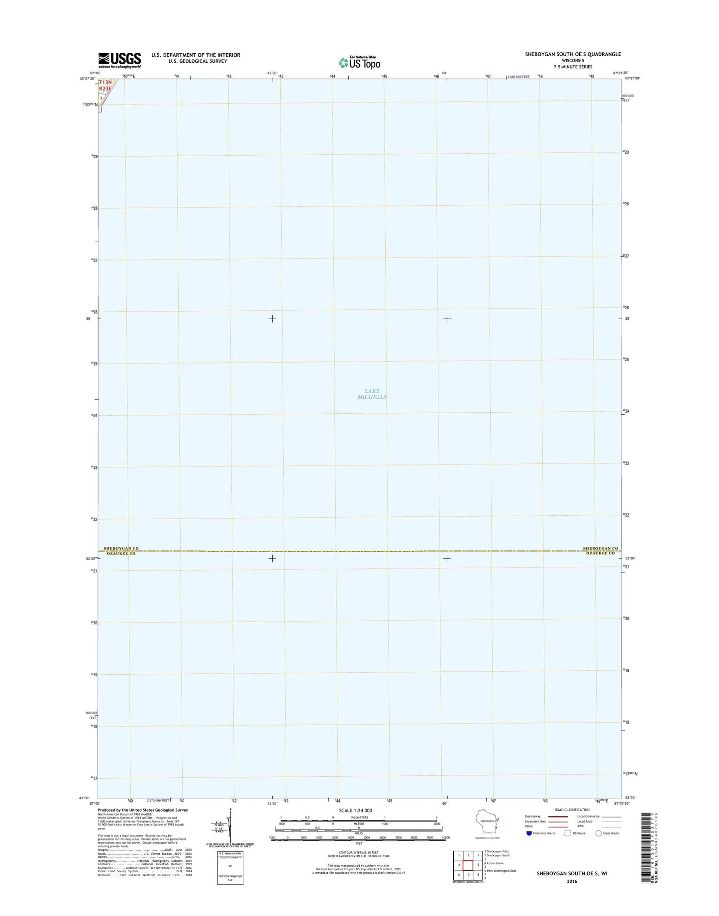 Sheboygan South OE S Wisconsin US Topo Map Image