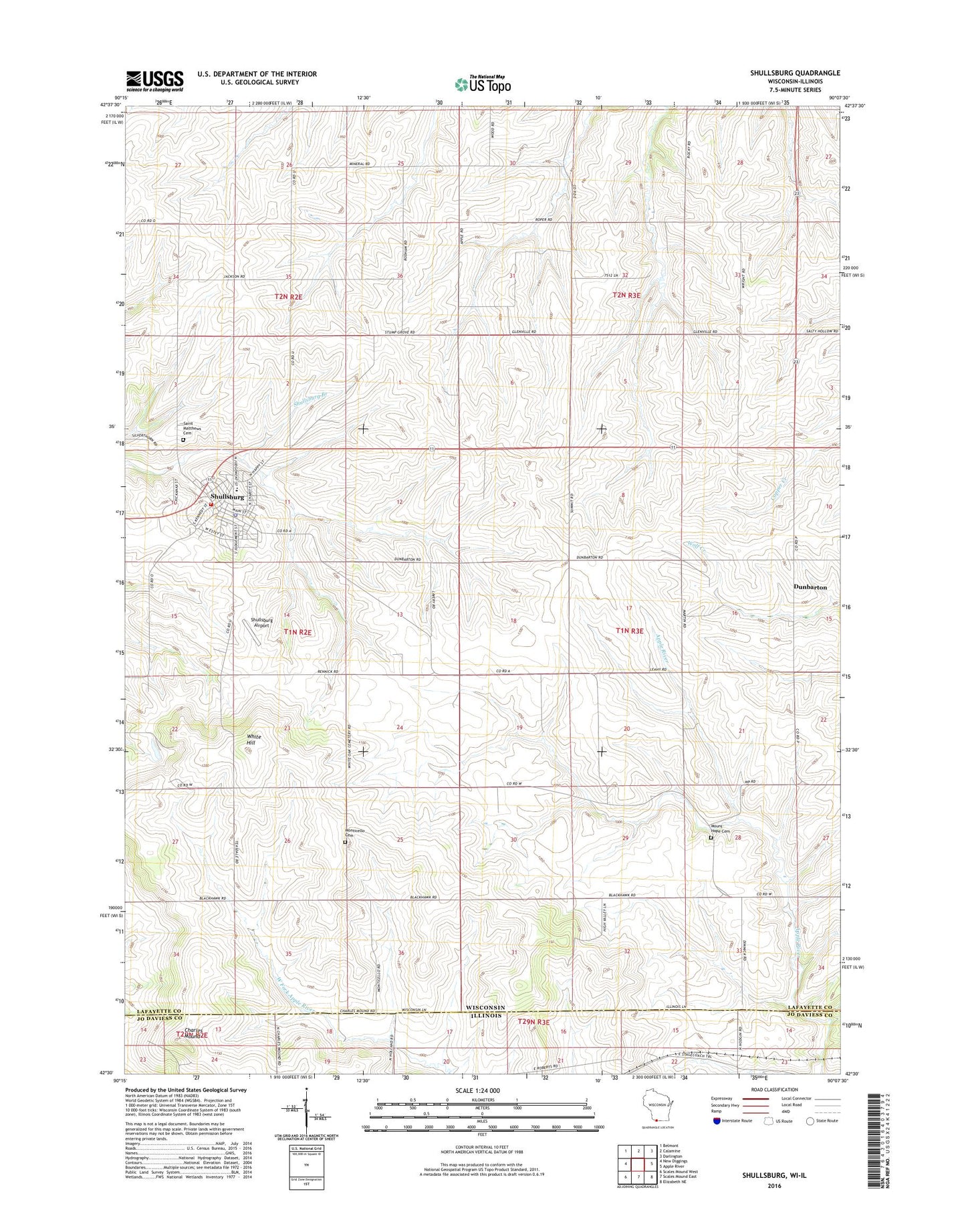 Shullsburg Wisconsin US Topo Map Image