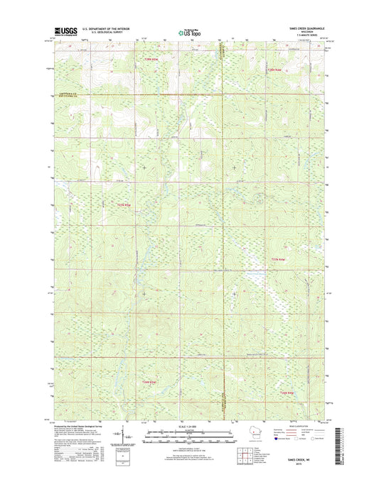 Simes Creek Wisconsin US Topo Map Image