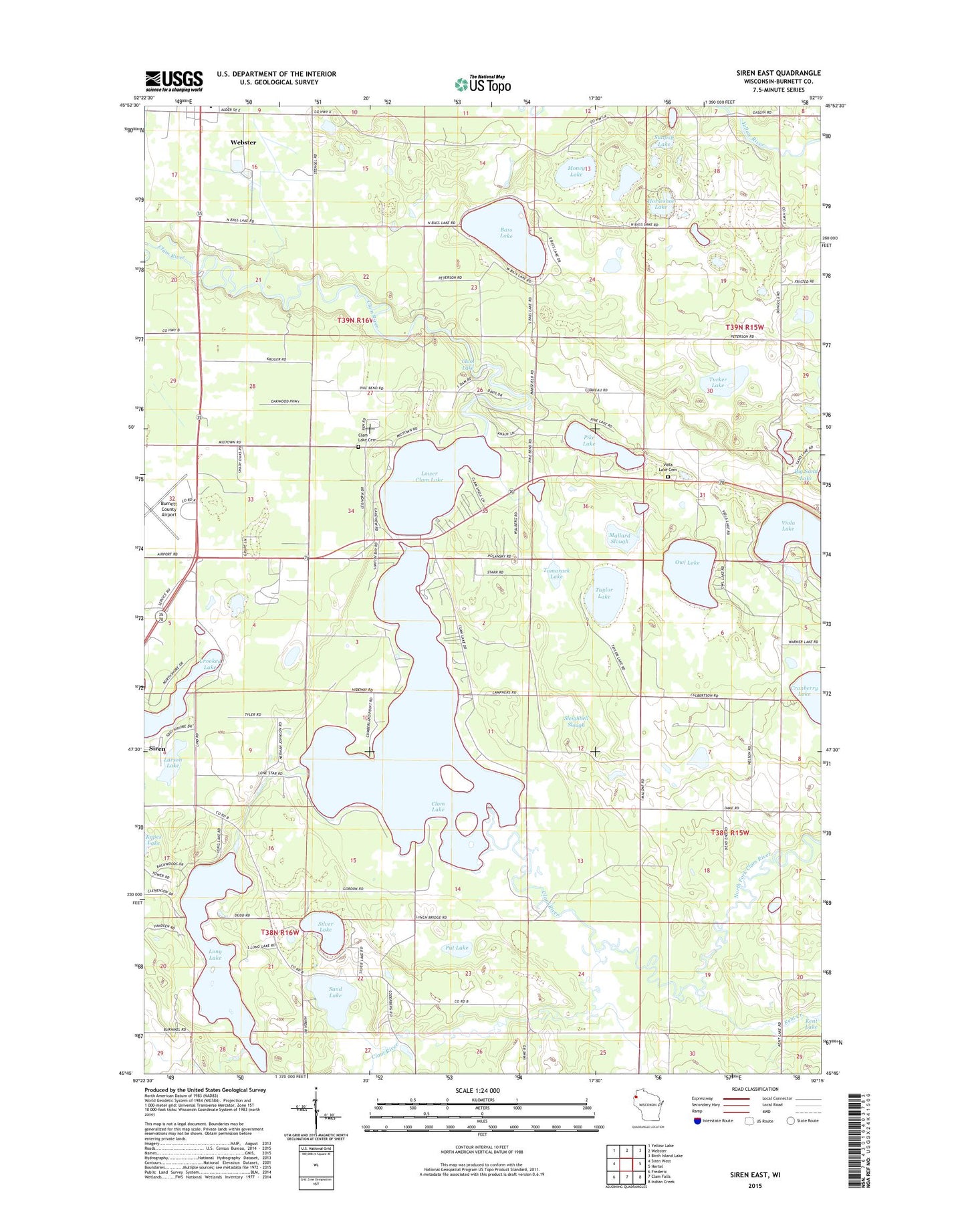 Siren East Wisconsin US Topo Map Image