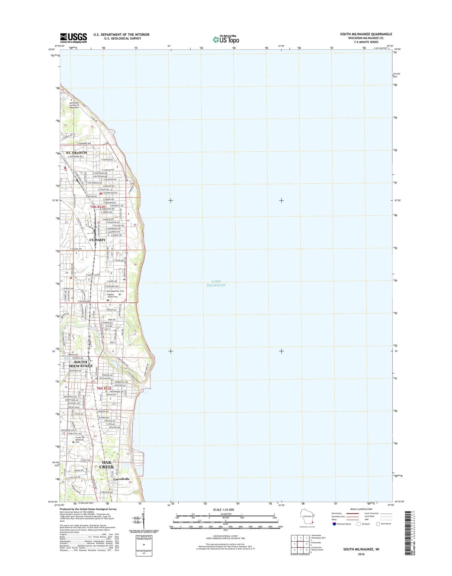 South Milwaukee Wisconsin US Topo Map Image