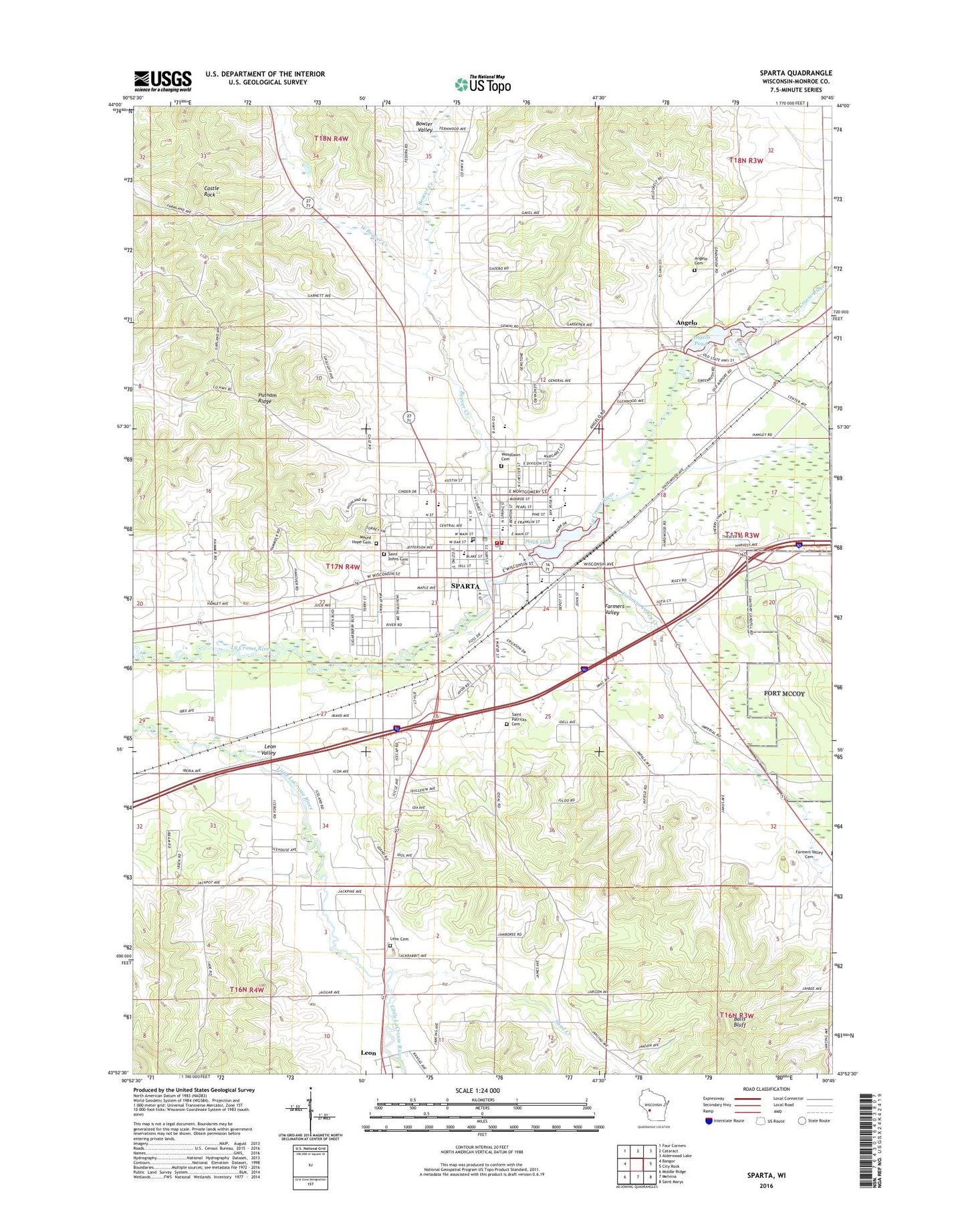 Sparta Wisconsin US Topo Map Image