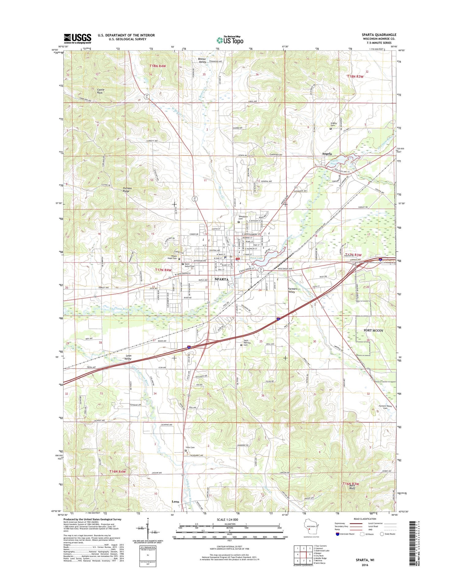 Sparta Wisconsin US Topo Map Image