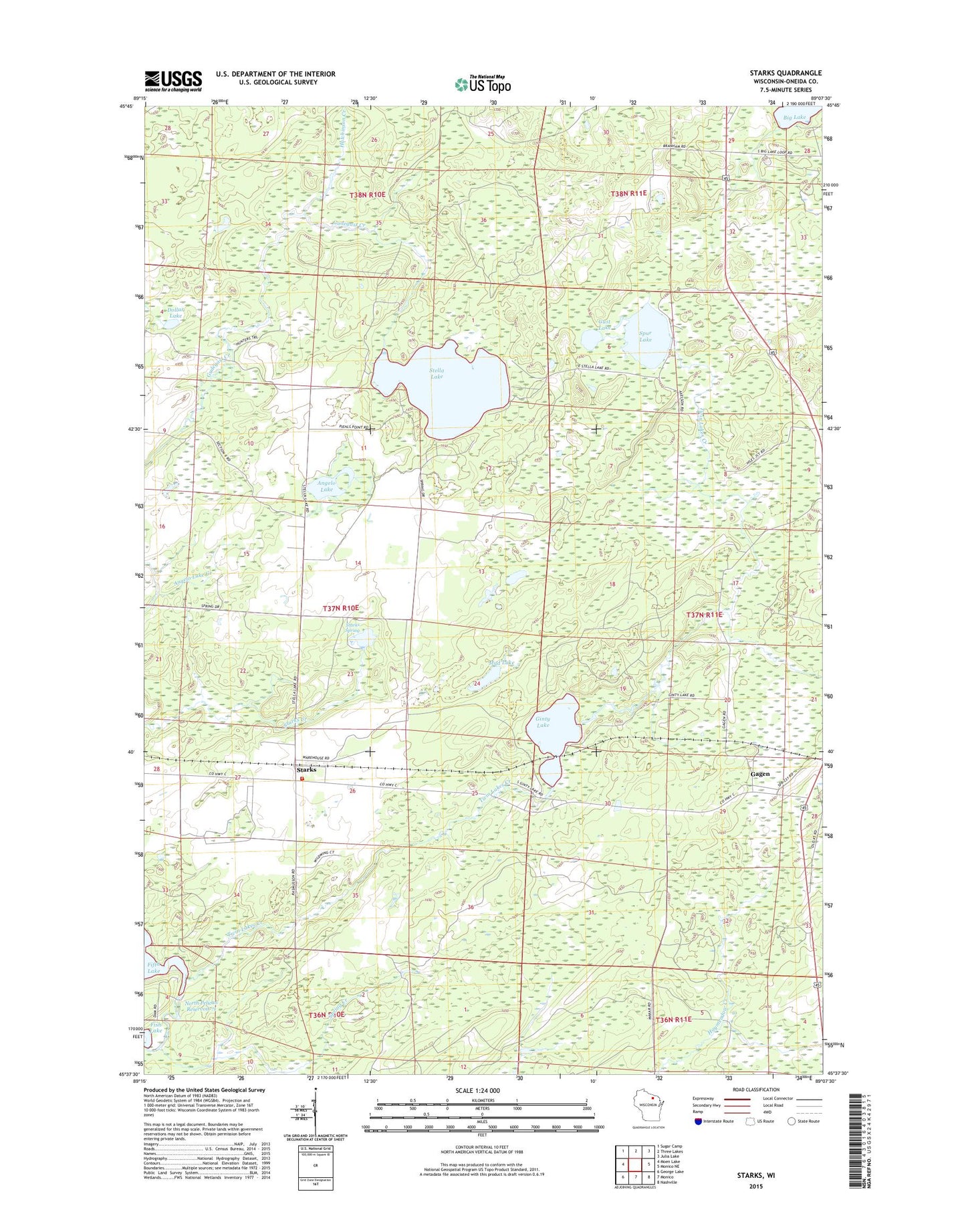 Starks Wisconsin US Topo Map Image