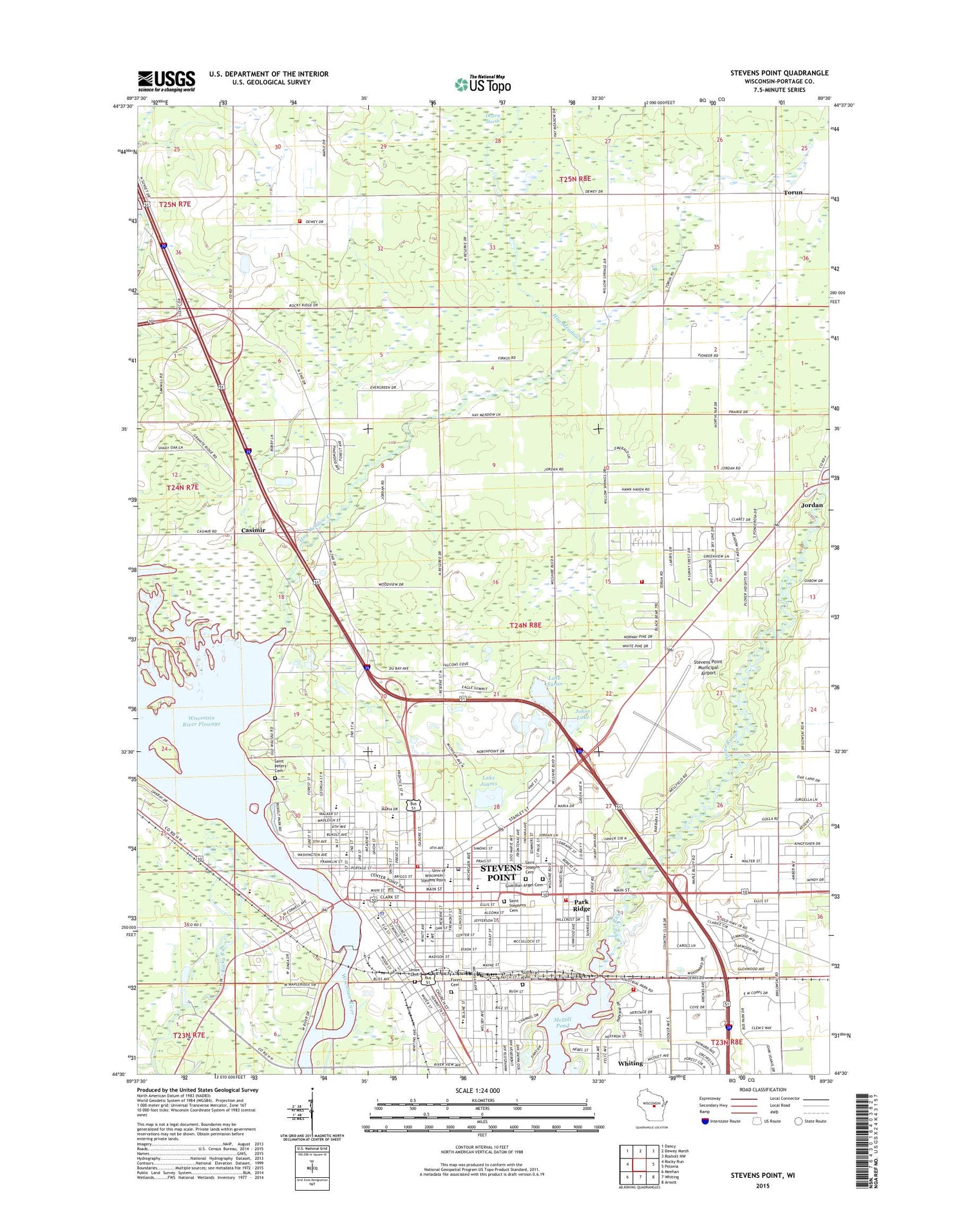 Stevens Point Wisconsin US Topo Map Image