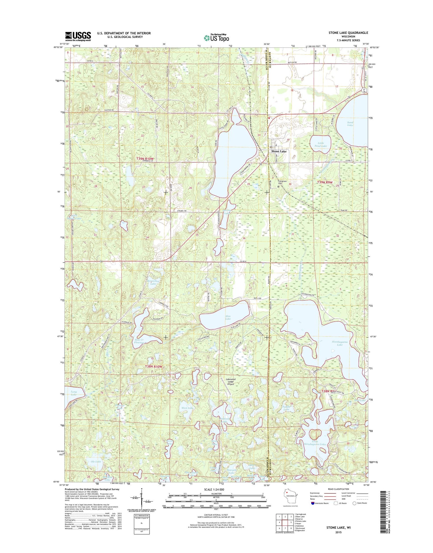 Stone Lake Wisconsin US Topo Map Image