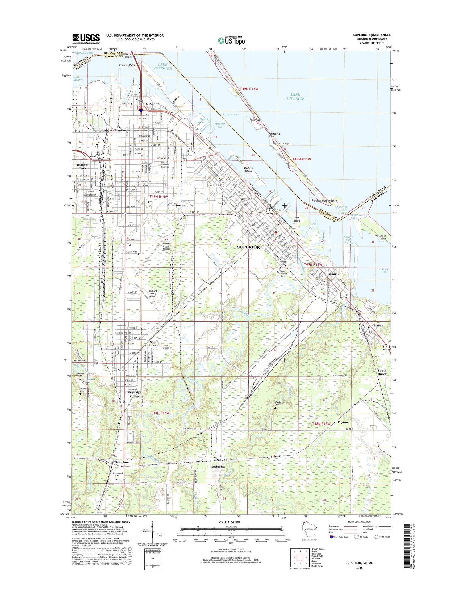 Superior Wisconsin US Topo Map Image