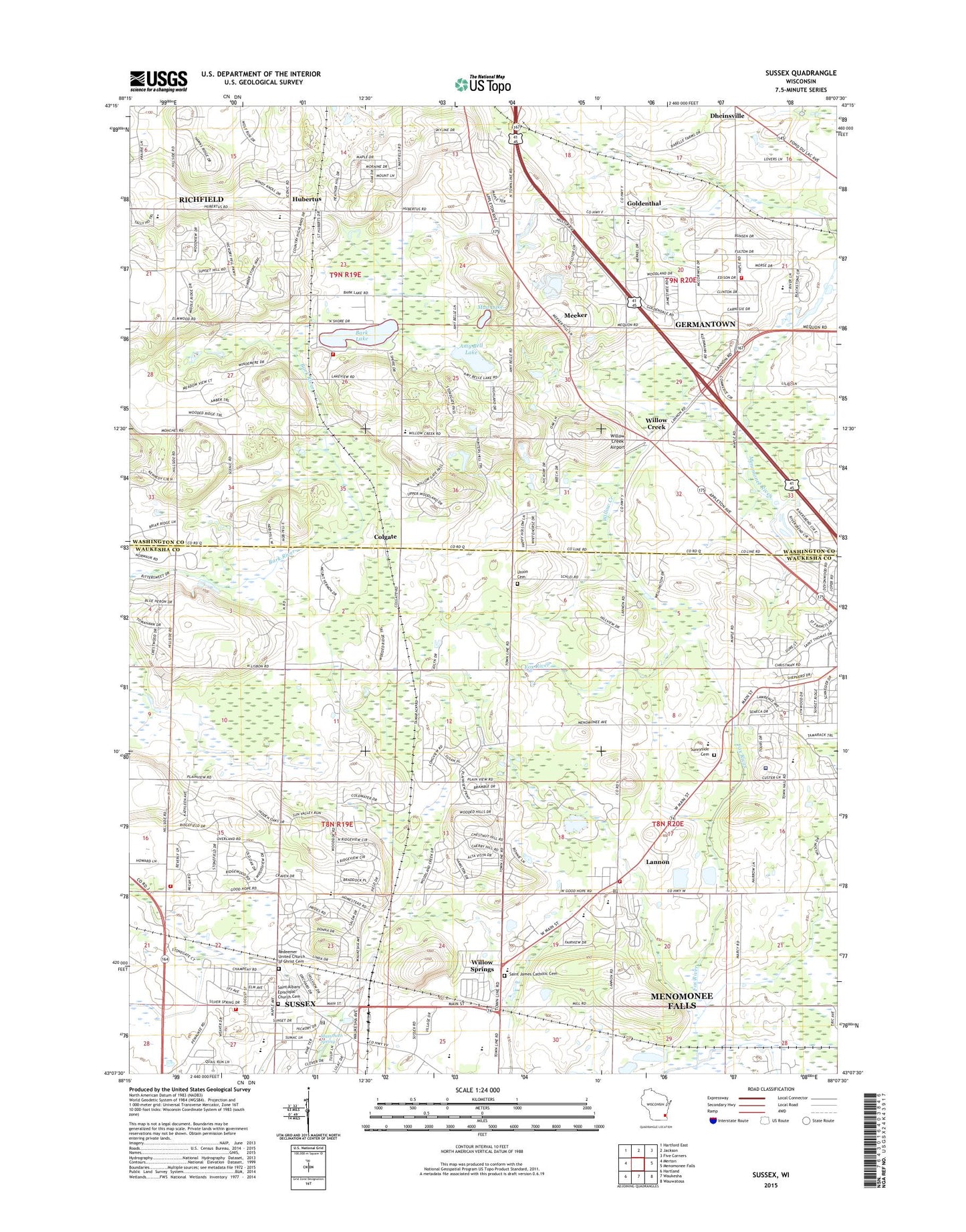 Sussex Wisconsin US Topo Map Image