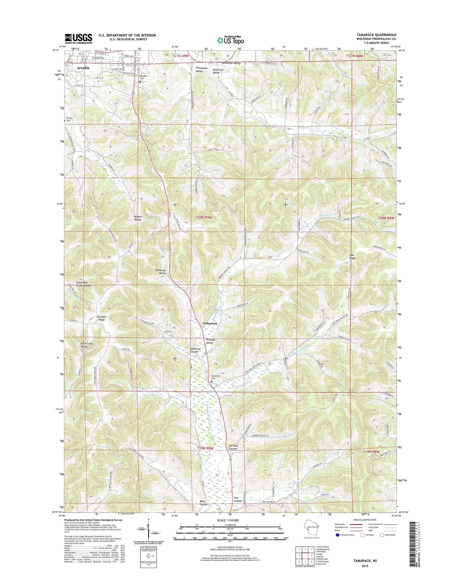Tamarack Wisconsin US Topo Map Image
