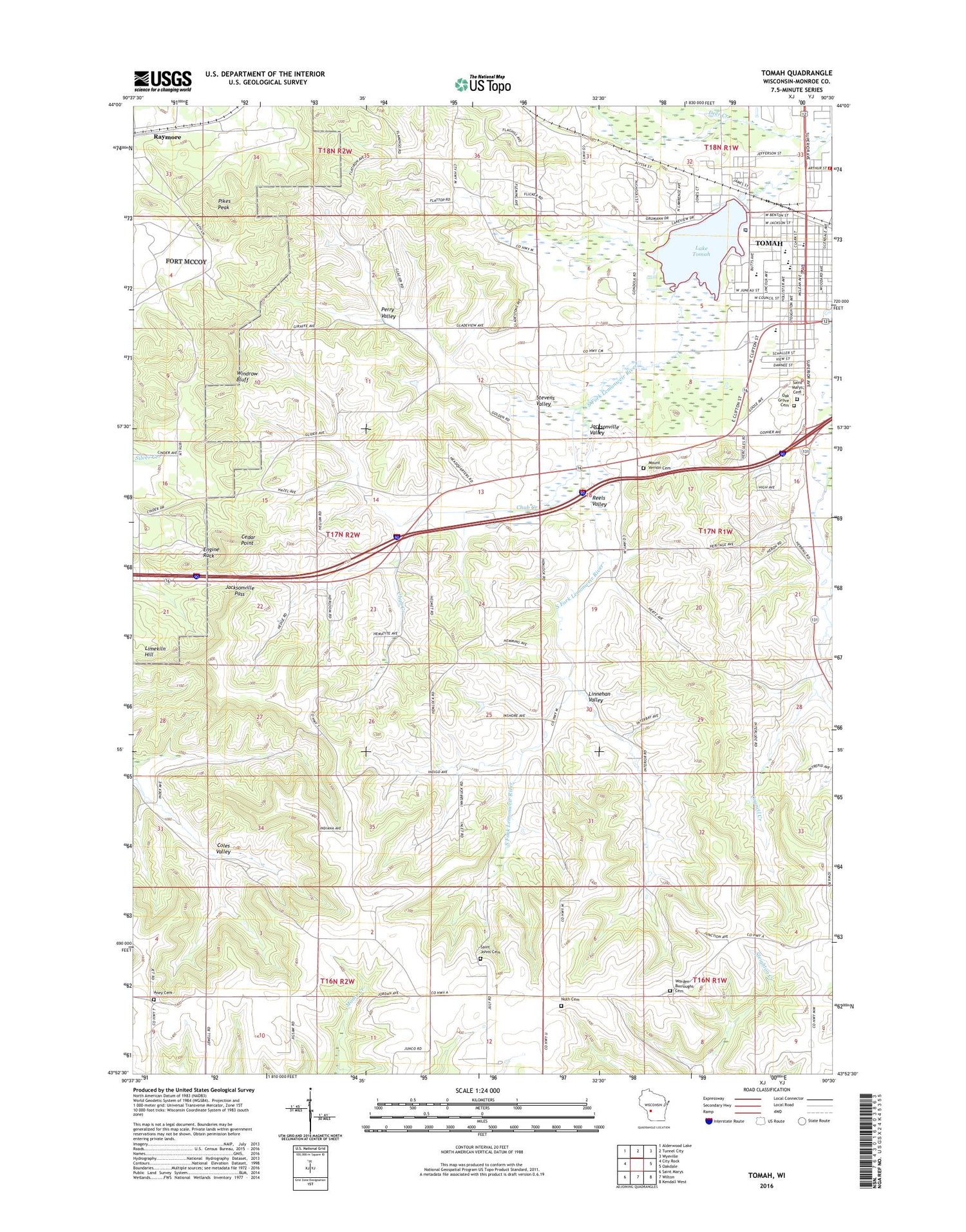 Tomah Wisconsin US Topo Map Image