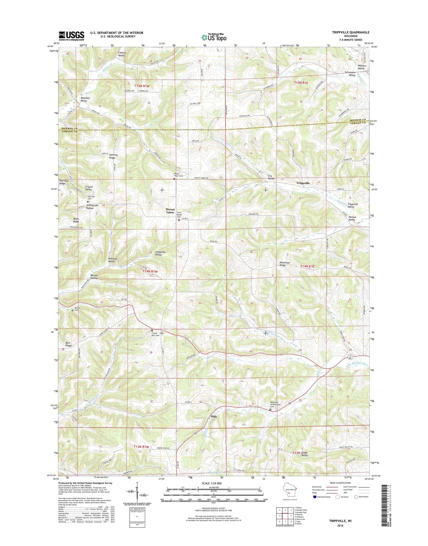 Trippville Wisconsin US Topo Map Image