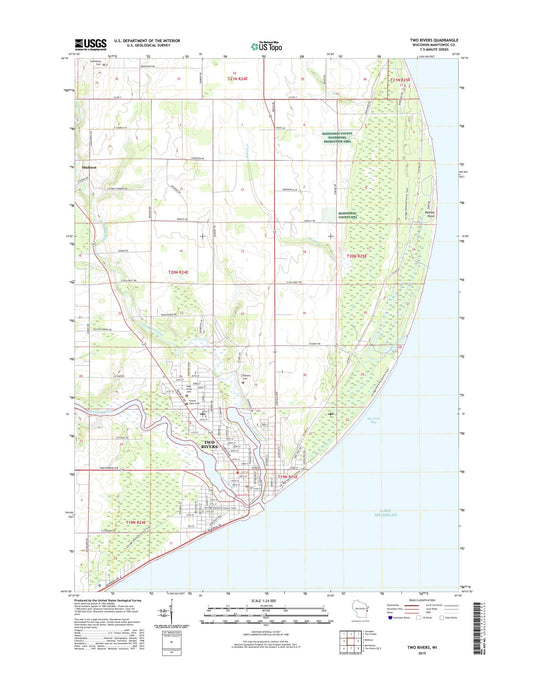 Two Rivers Wisconsin US Topo Map Image